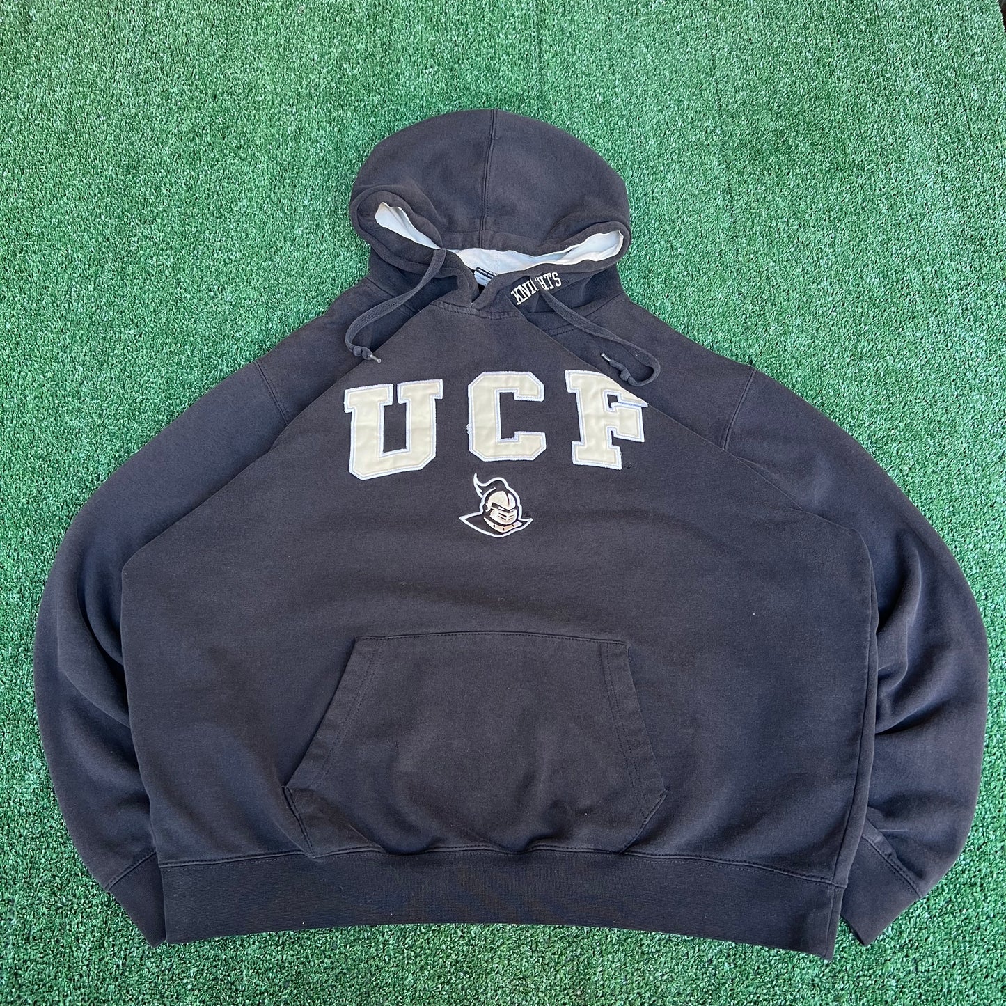 Vintage Y2K Men's UCF Golden Knights Central Florida Boxy Black Hoodie - 2XL