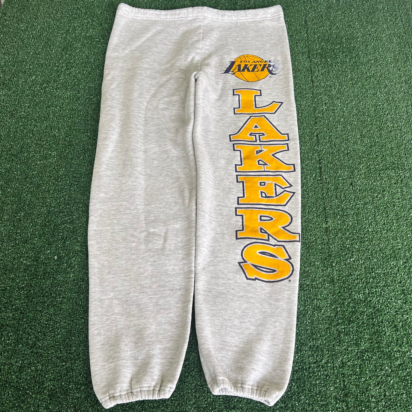 80s 90s Jerzees NBA Los Angeles Lakers Gray Jogger Sweatpants XL 38x29"