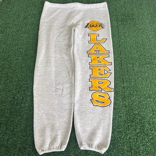 80s 90s Jerzees NBA Los Angeles Lakers Gray Jogger Sweatpants XL 38x29"