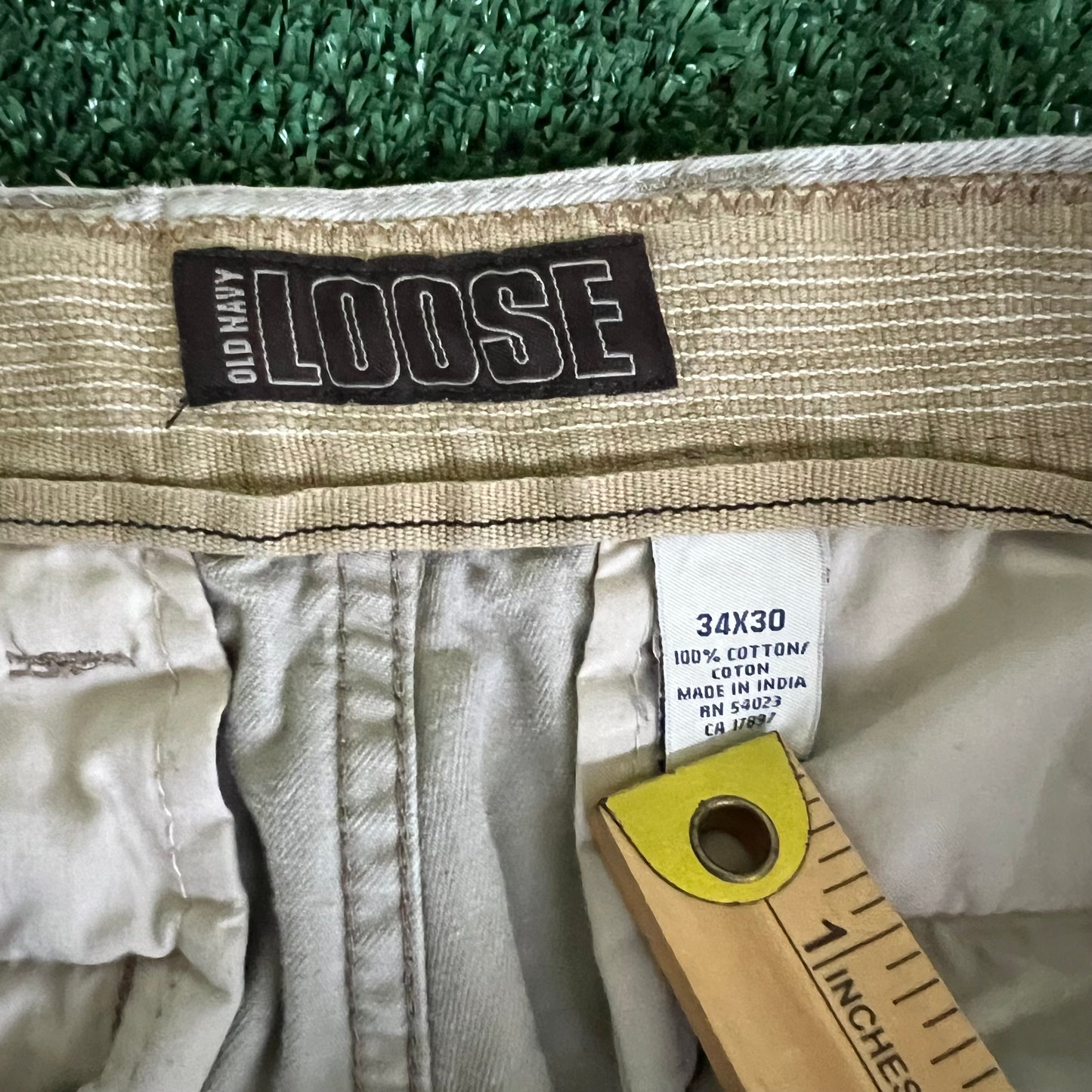 Y2K Old Navy Loose Baggy Wide-Leg Khaki Pants - 34x28" 21" Openings