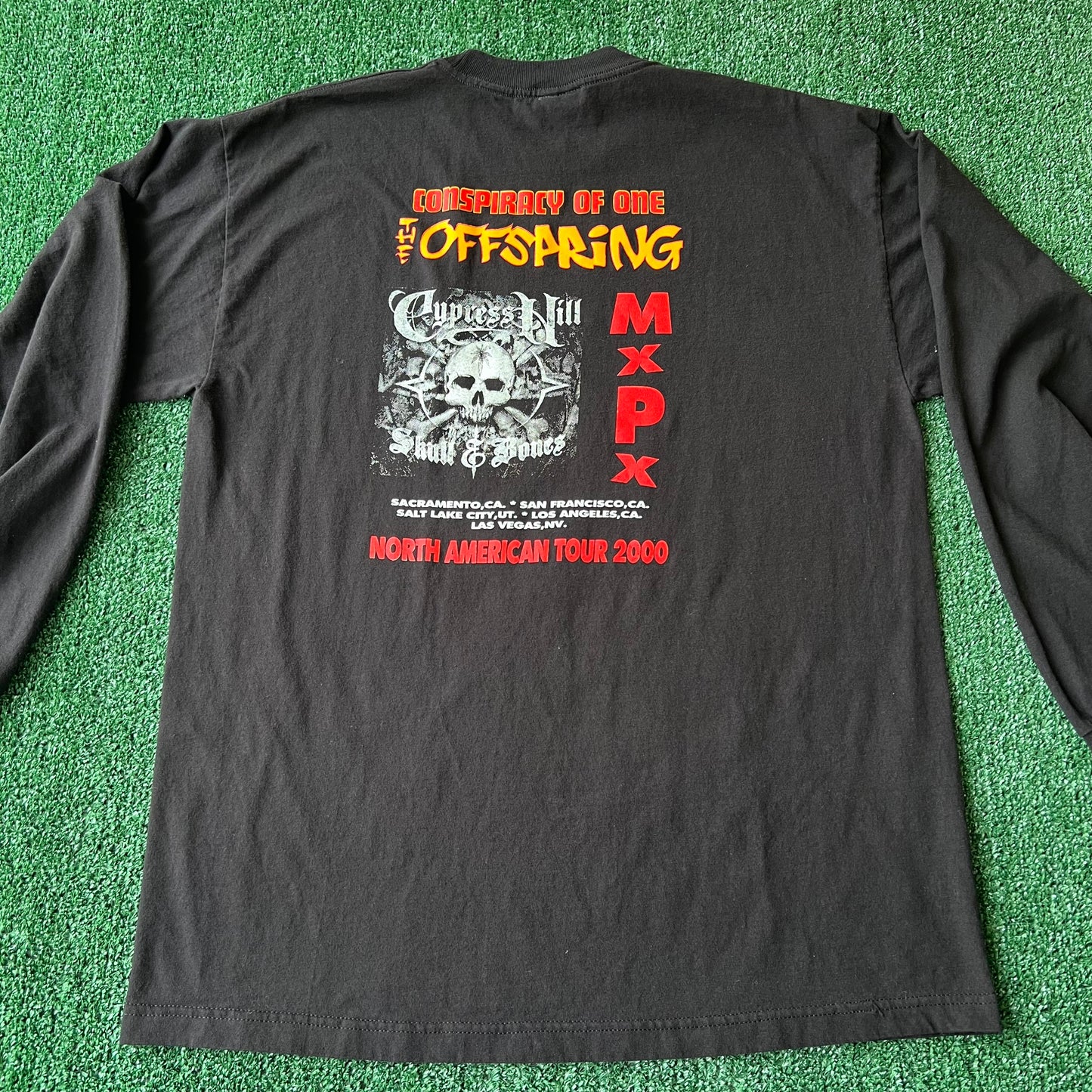 VTG 2000 The Offspring x Cypress Hill Conspiracy of One North American Tour Black Long Sleeve T-Shirt - XL