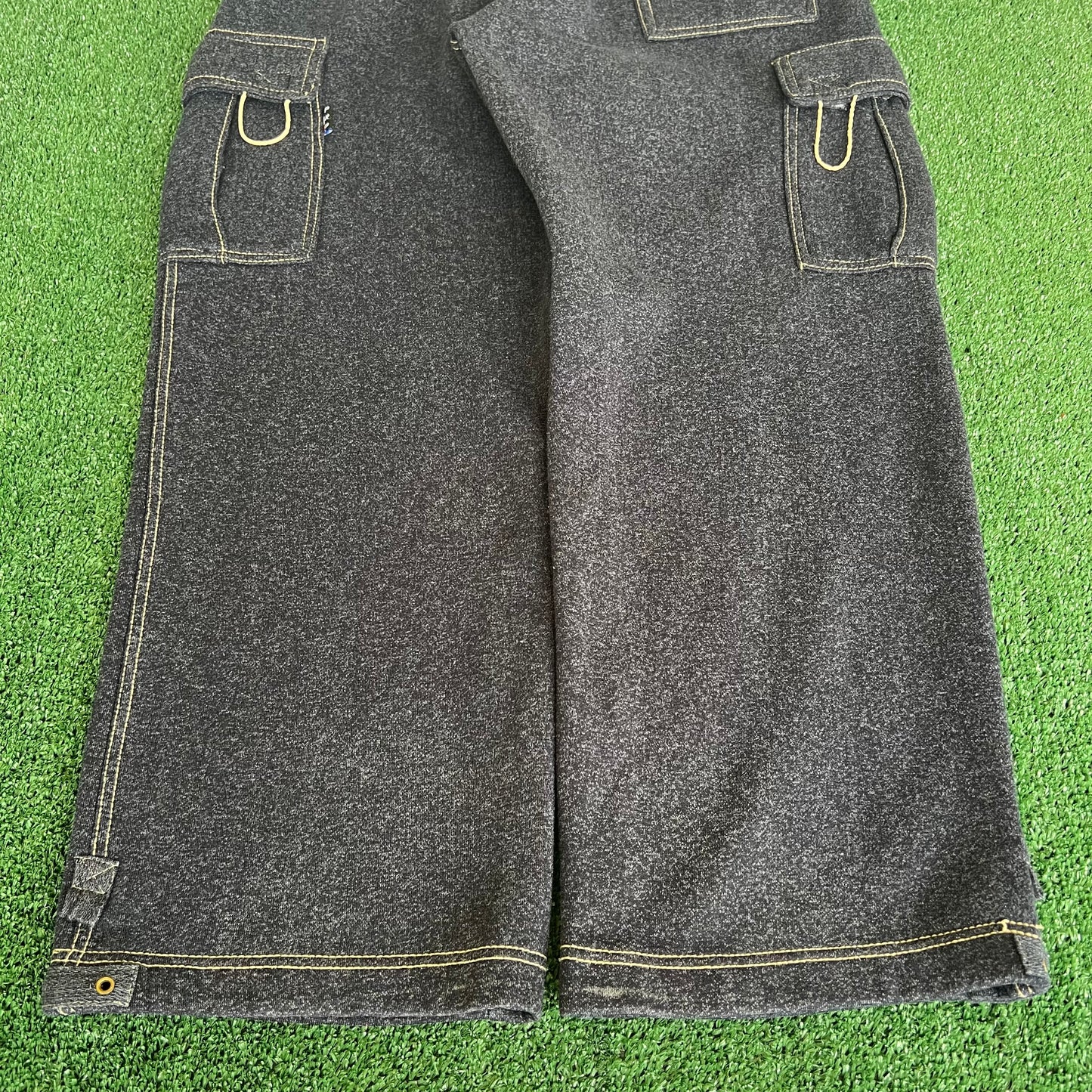 Y2K Baggy Wide-Leg Cargo Sweatpants Dark Gray - Large 34x29.25" 21" Openings