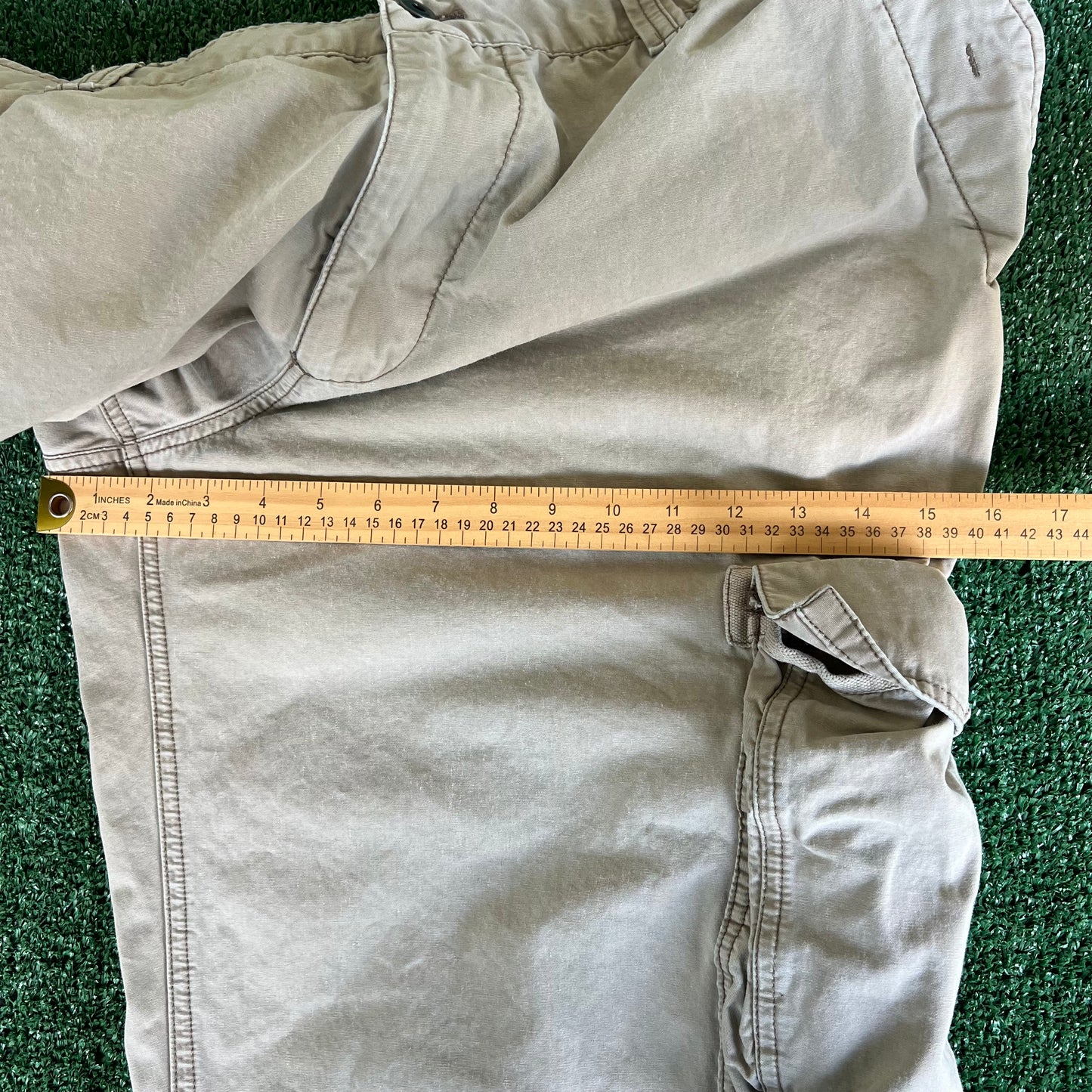 Y2K Old Navy Cargo Khaki Cargo Canvas Pants - 41x28.75" 23" Openings