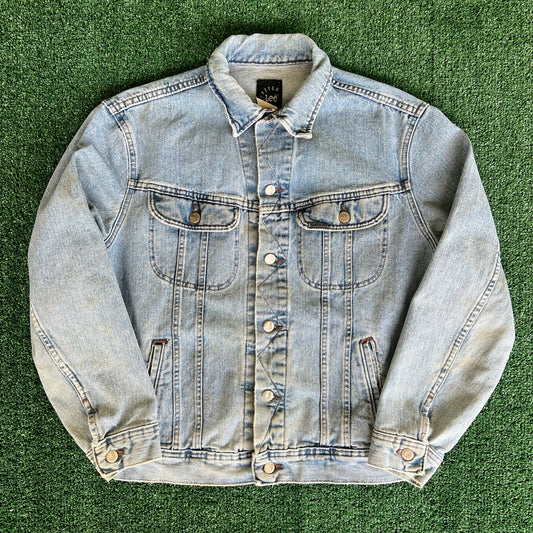 90s Lee Riveted Light Wash Blue Jean Jacket - Medium