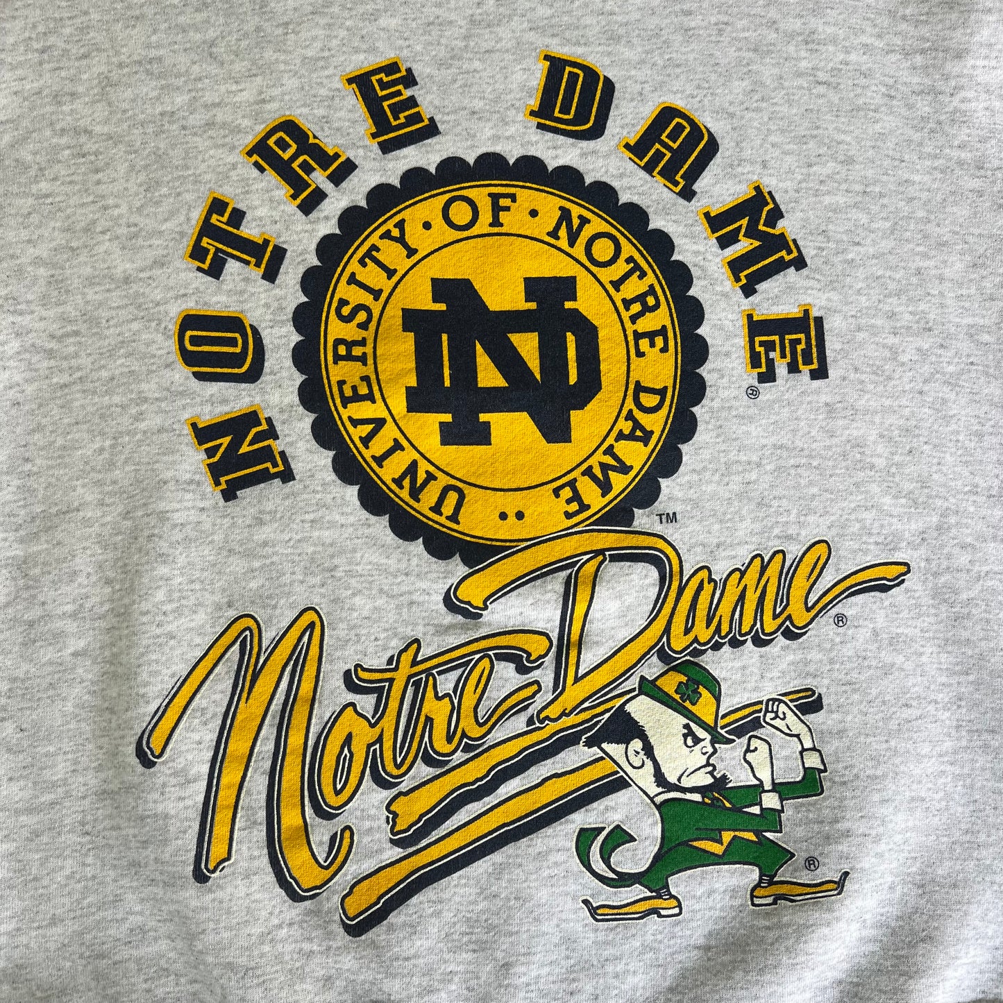 90s Notre Dame Fighting Irish Gray Sweatshirt - Medium