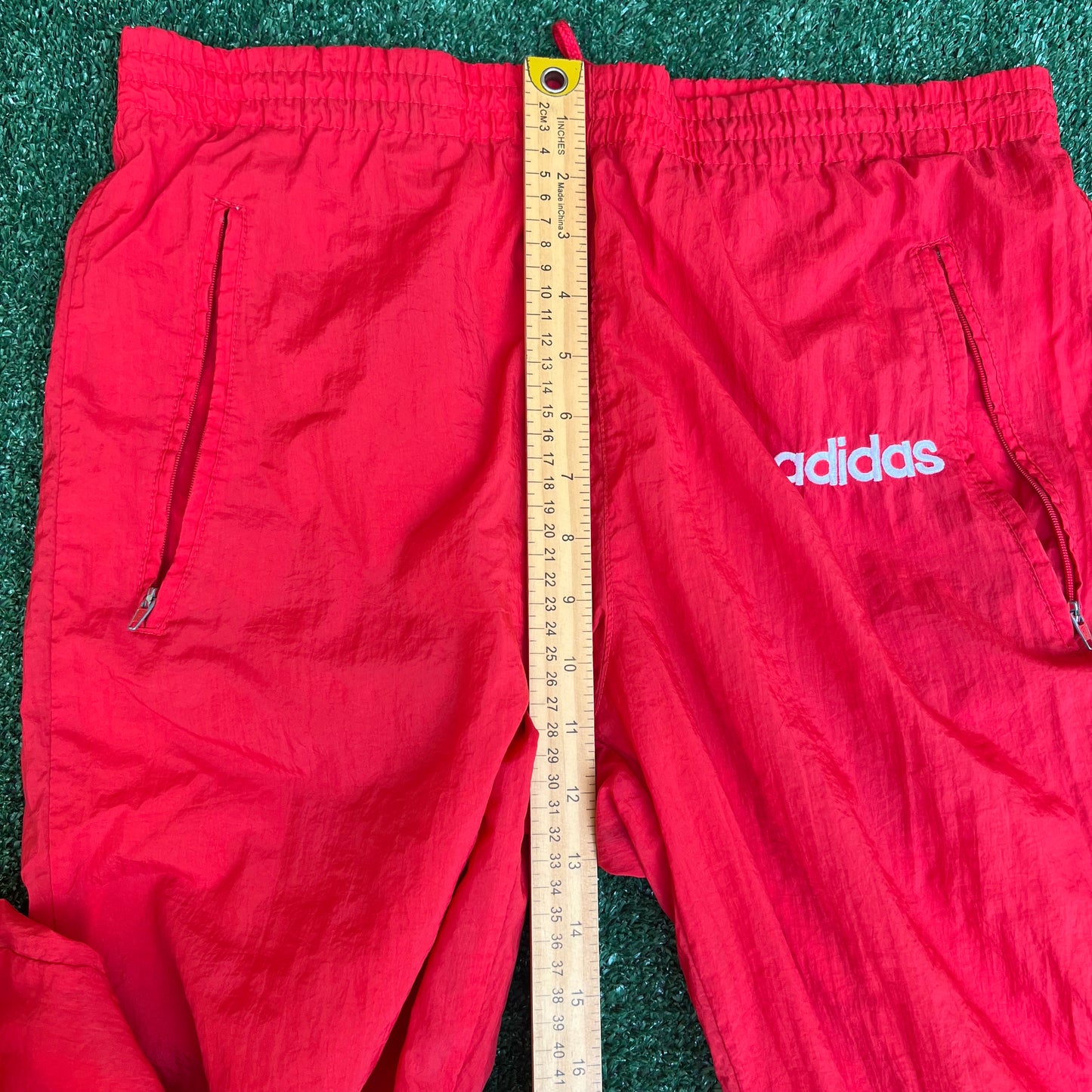 Vintage 90s Men's Adidas Tapered Leg Logo Red White Track Pants Small 32x31"