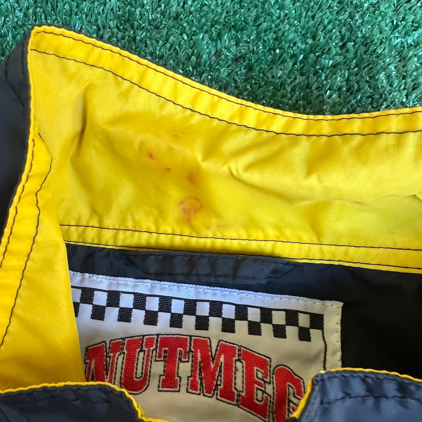 VTG 90s Nutmeg Nascar Rusty Wallace 2 Black White Yellow Colorblock Jacket - Large