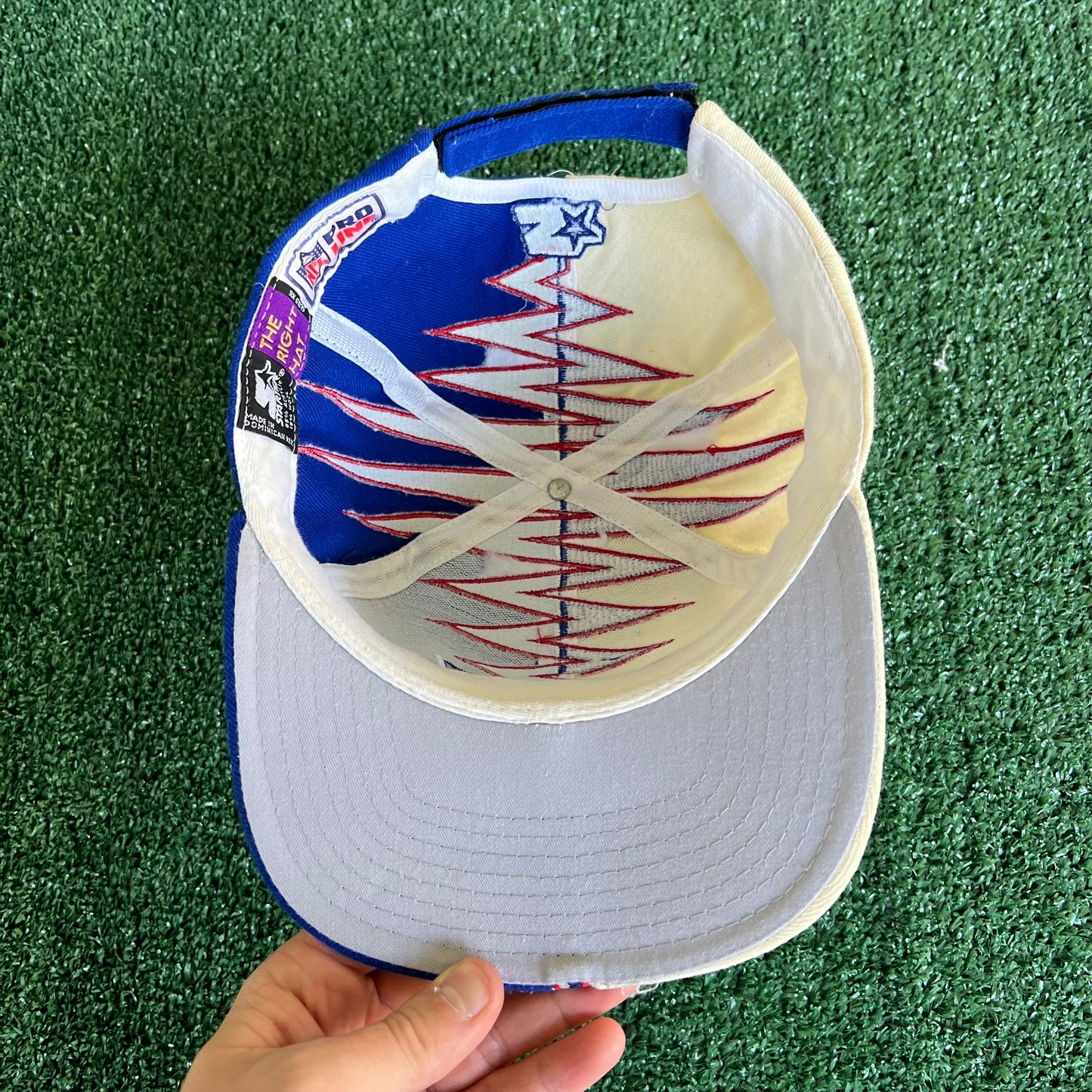 90s Starter NFL New England Patriots Shockwave Blue White Strapback Hat