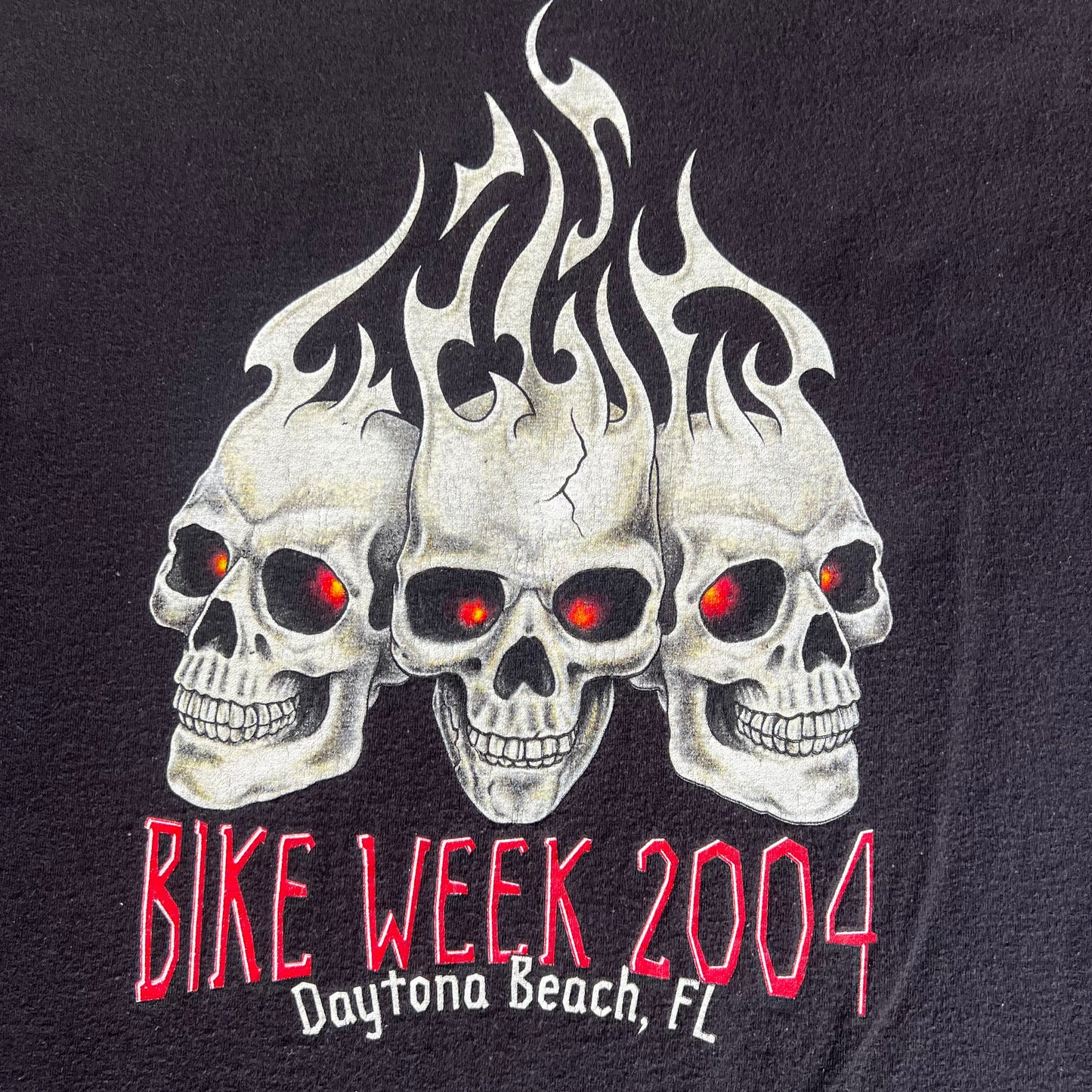 2004 Biketoberfest Biker Motorcycle Tribal Skull Faded Black T-Shirt - XL