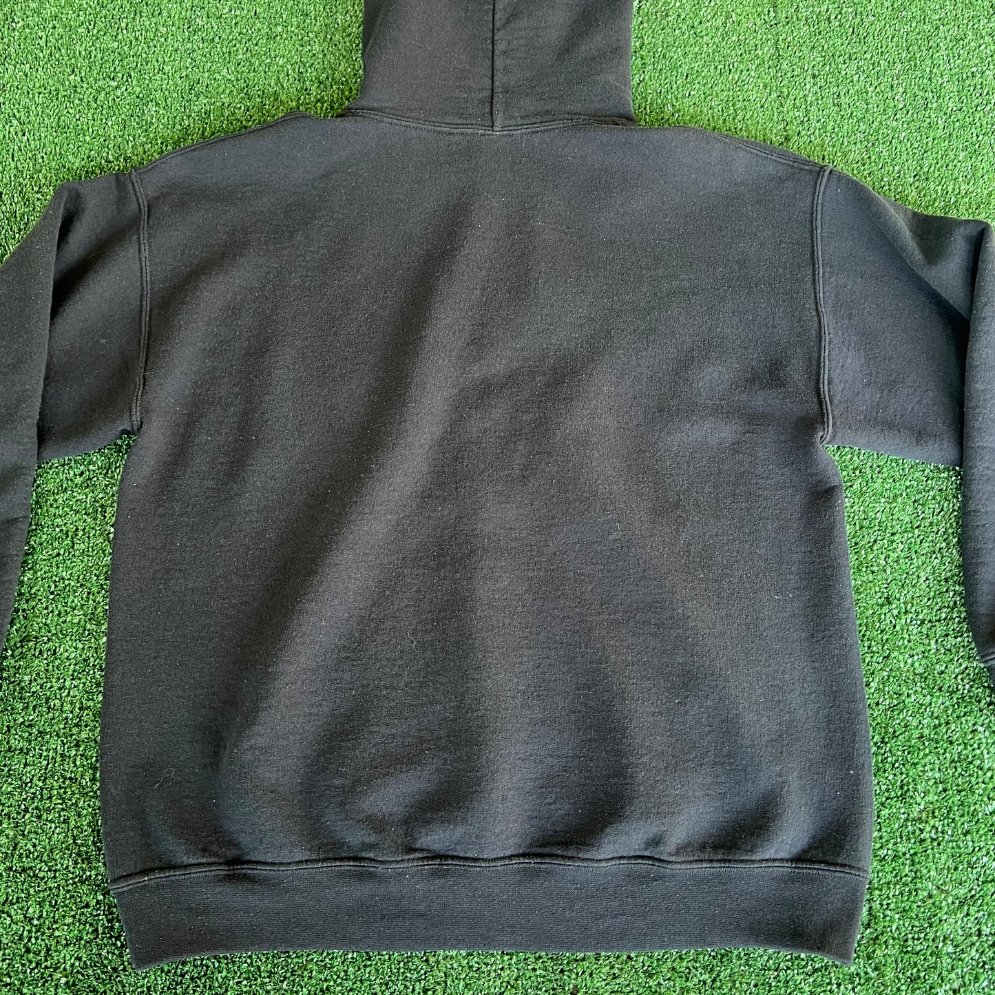 Y2K Men's Harley-Davidson Embroidered Logo Faded Black Hoodie - Medium