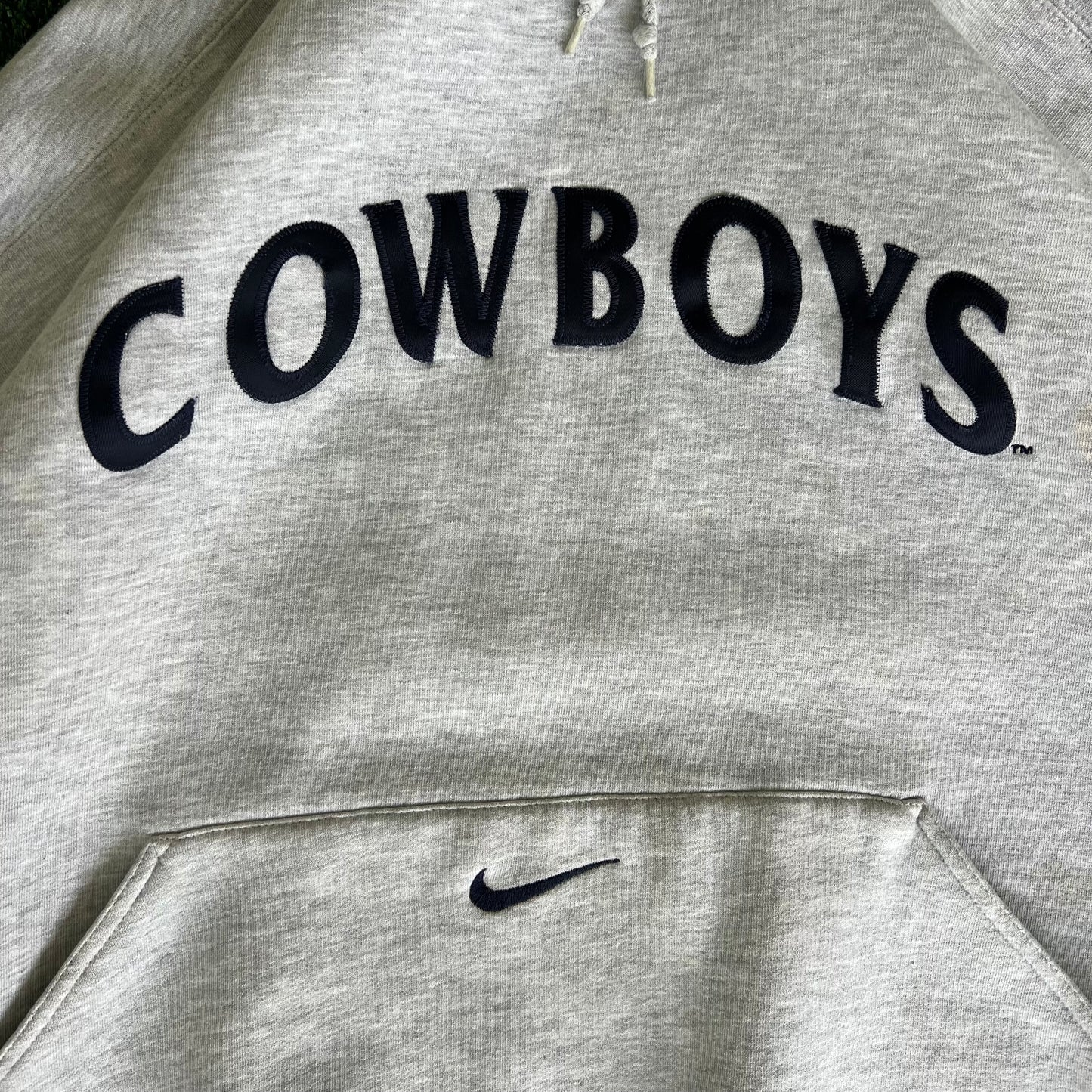 90s Nike NFL Dallas Cowboys Center Swoosh Gray Boxy Hoodie - 2XL