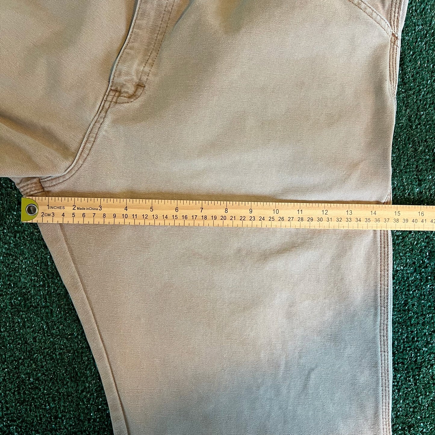 Y2K Dickies Baggy Straight Sun Faded Beige Canvas Carpenter Pants - 38x28" 18" Openings