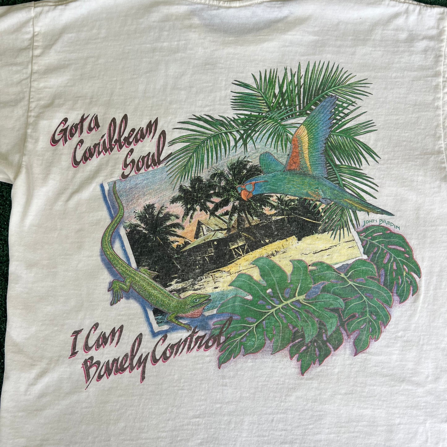 90s Jimmy Buffett's Caribbean Soul I Can Barely Control Off White T-Shirt - Large