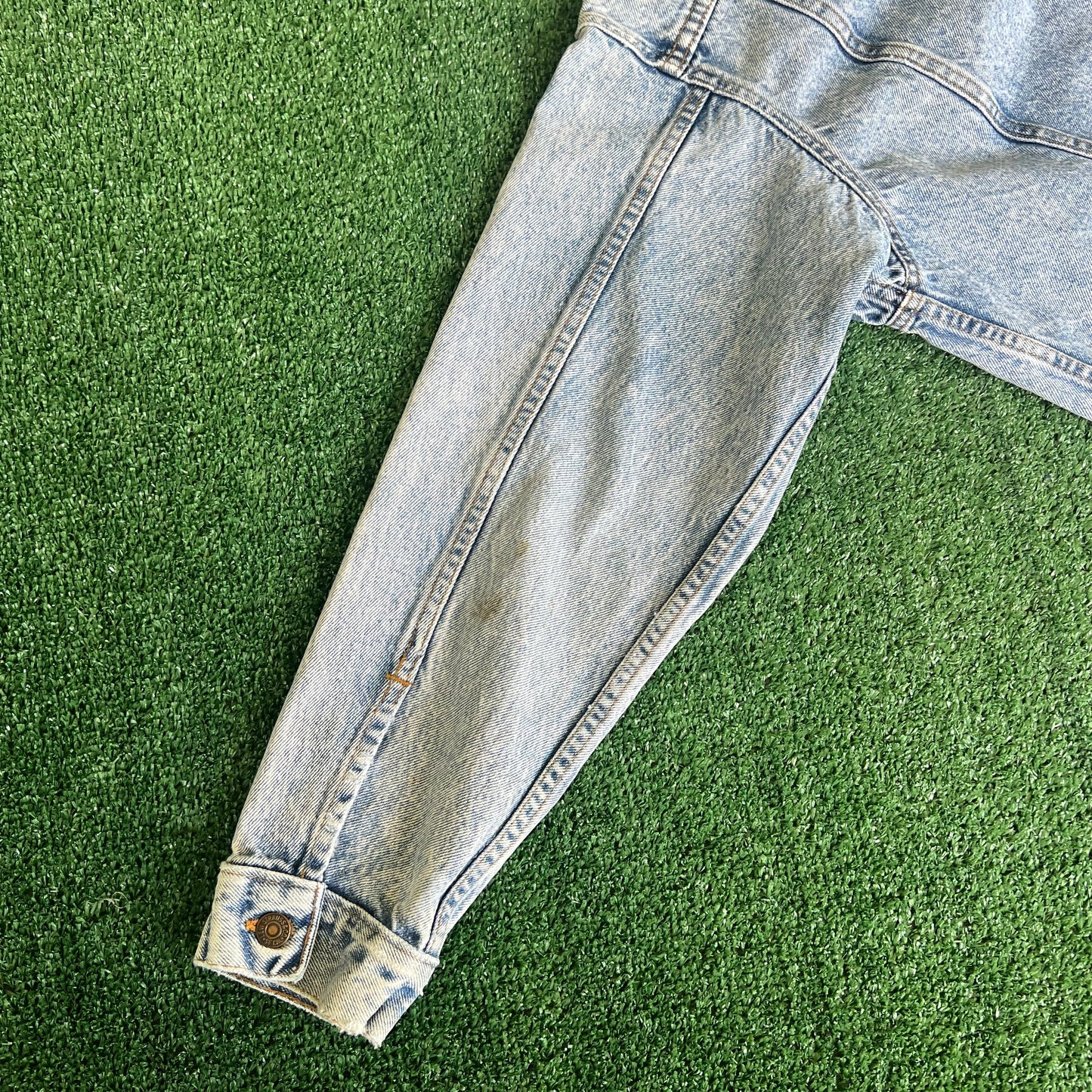 80s Levi's Type 3 Trucker USA Made Acid Wash Blue Jean Jacket - Large