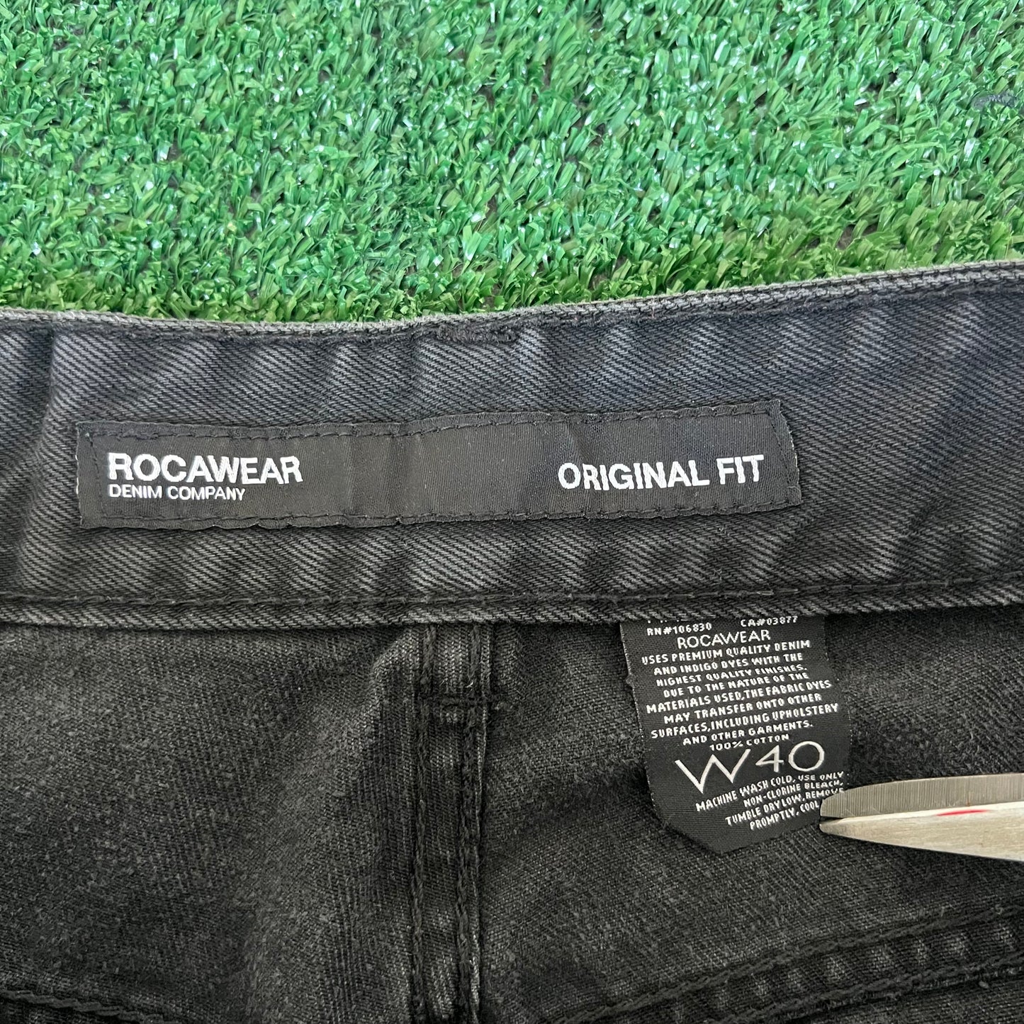 Y2K Men's Rocawear Baggy Wide-Leg Black Jeans 39x31" 20" Open JNCO Style
