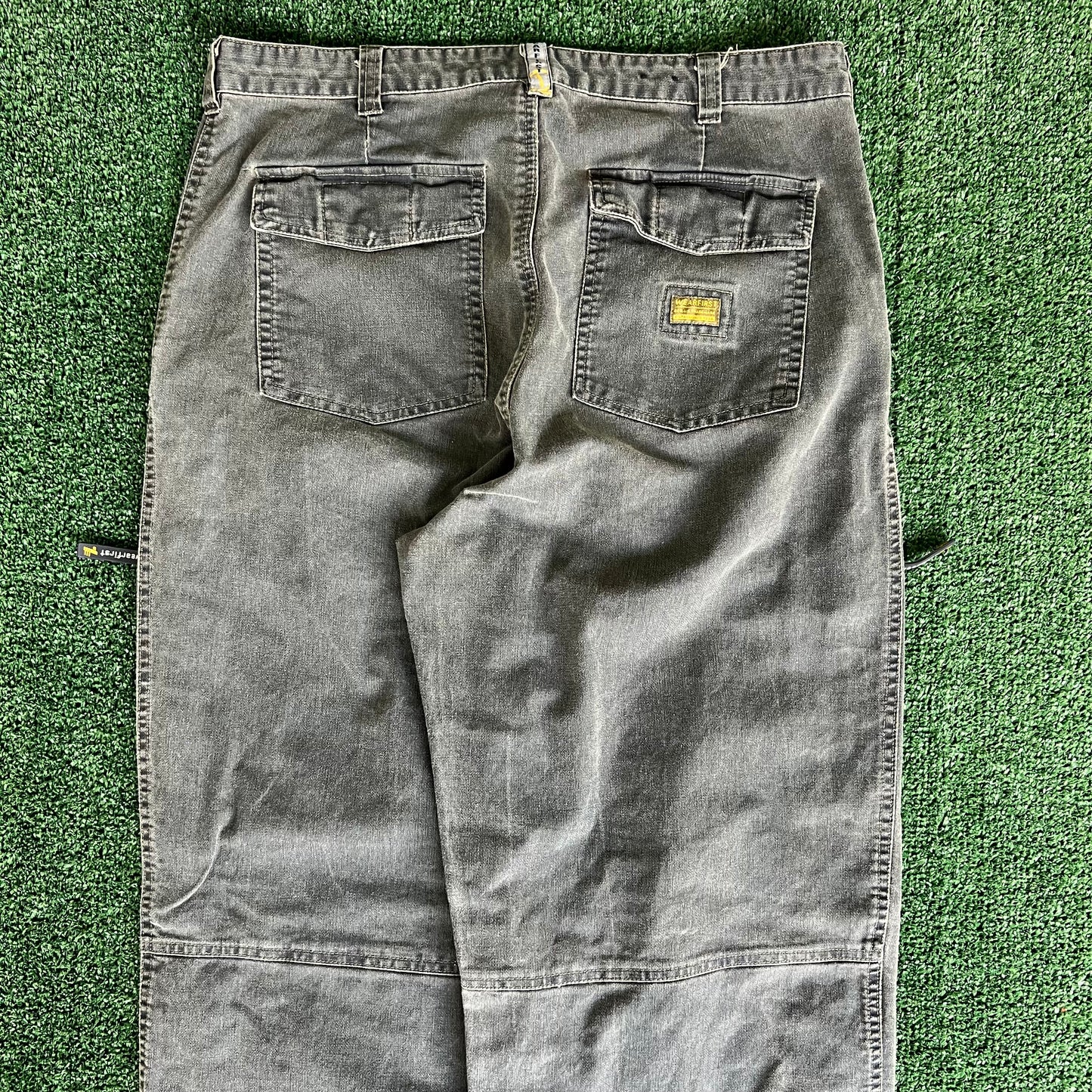 Y2K Wearfirst Gray Baggy Double Knee Canvas Pants - 35x31" 20" Openings