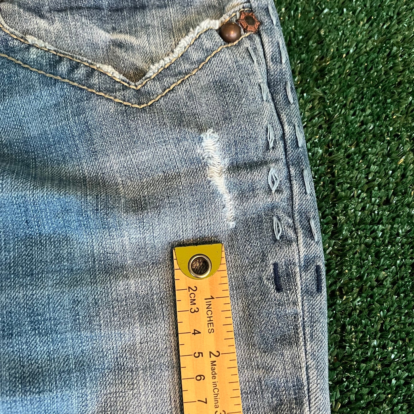 Y2K MEK Baggy Wide-Leg Bootcut Flared Light Wash Blue Jeans - 36x30" 20.5" Openings