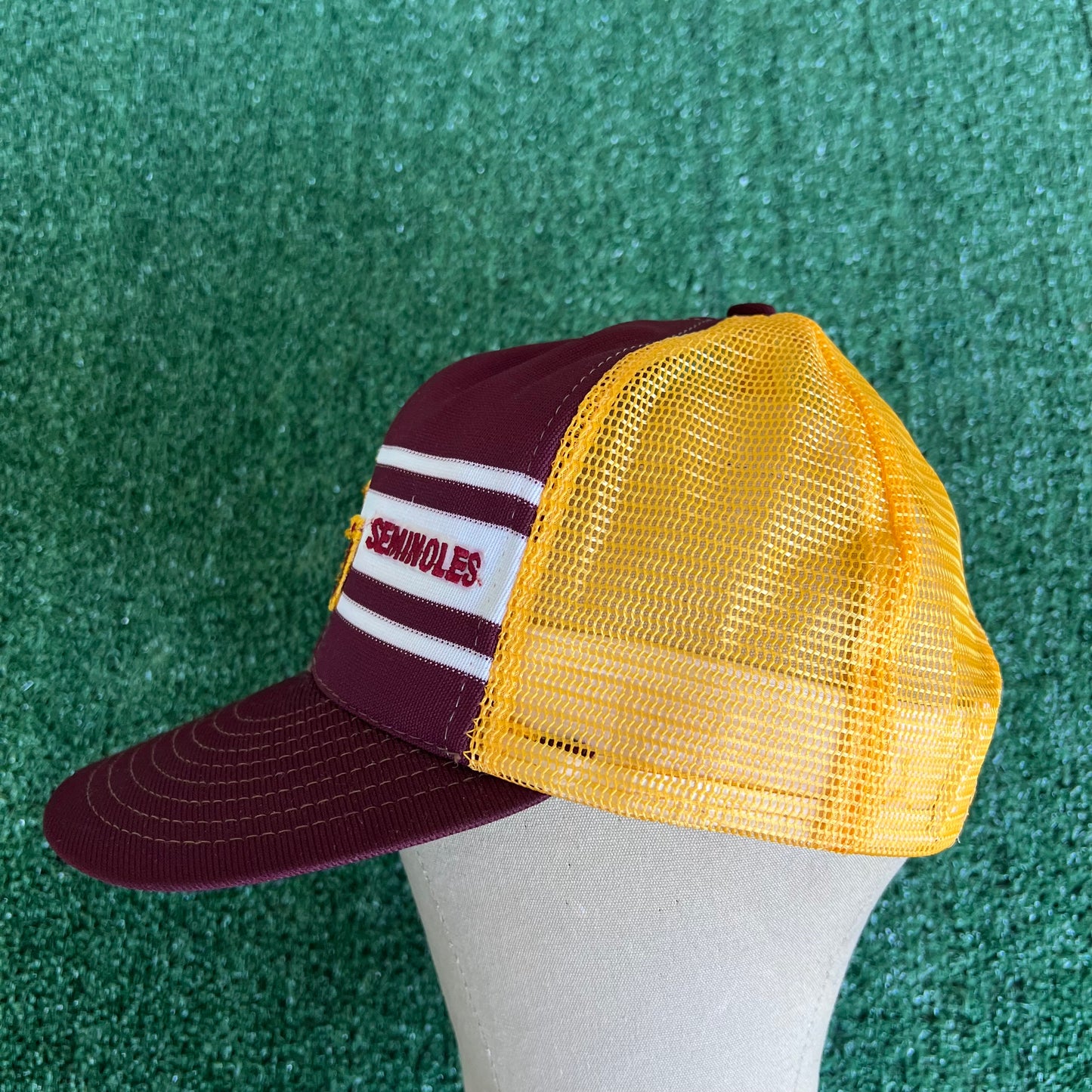 70s Florida State Seminoles 3 Stripe Trucker Snapback Hat
