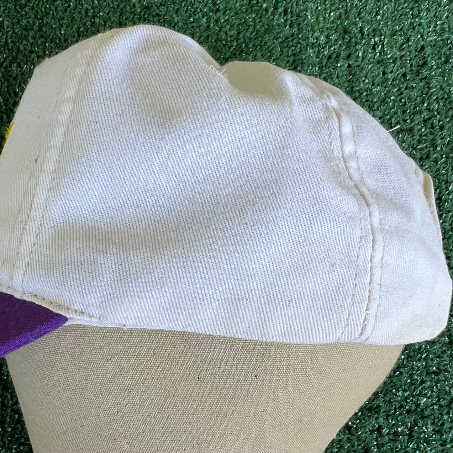 90s East Carolina University Pirates Script White Purple Snapback Hat