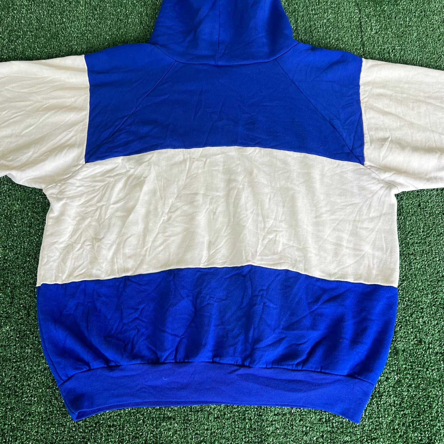 90s Kentucky Wildcats UK Blue White Old English Colorblock Boxy Hoodie 24x24" - Large