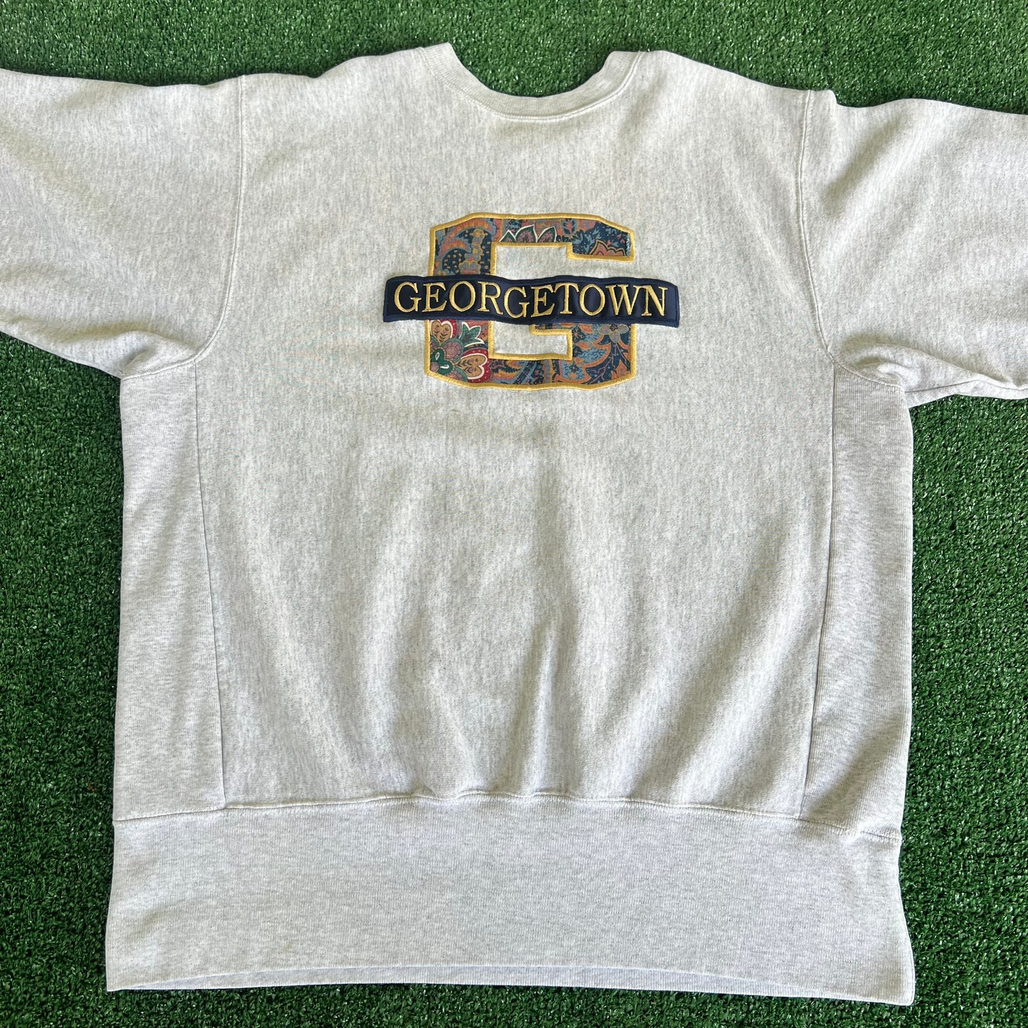 90s Georgetown Hoyas Gray Reverse Weave Crewneck Sweatshirt - Large