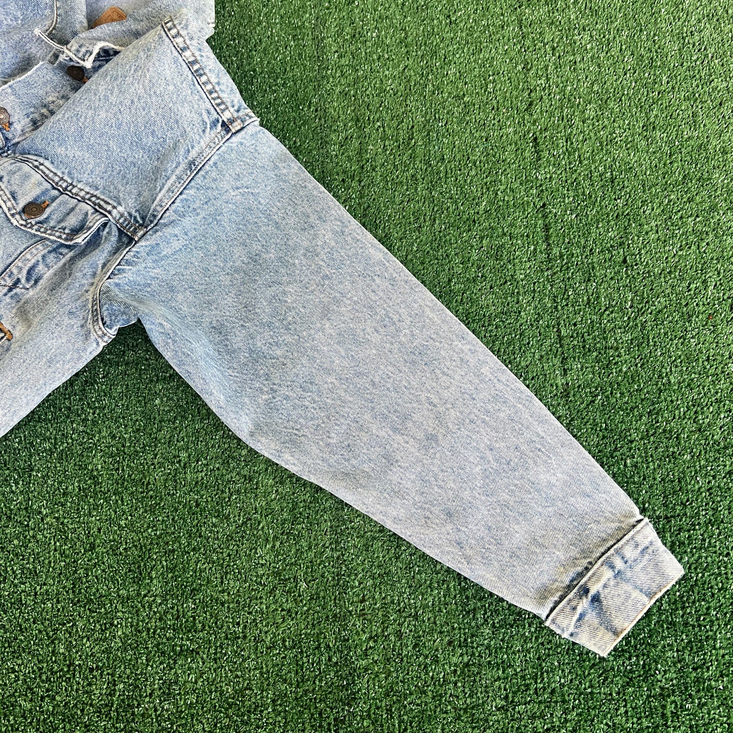 80s Levi's Type 3 Trucker USA Made Acid Wash Blue Jean Jacket - Large