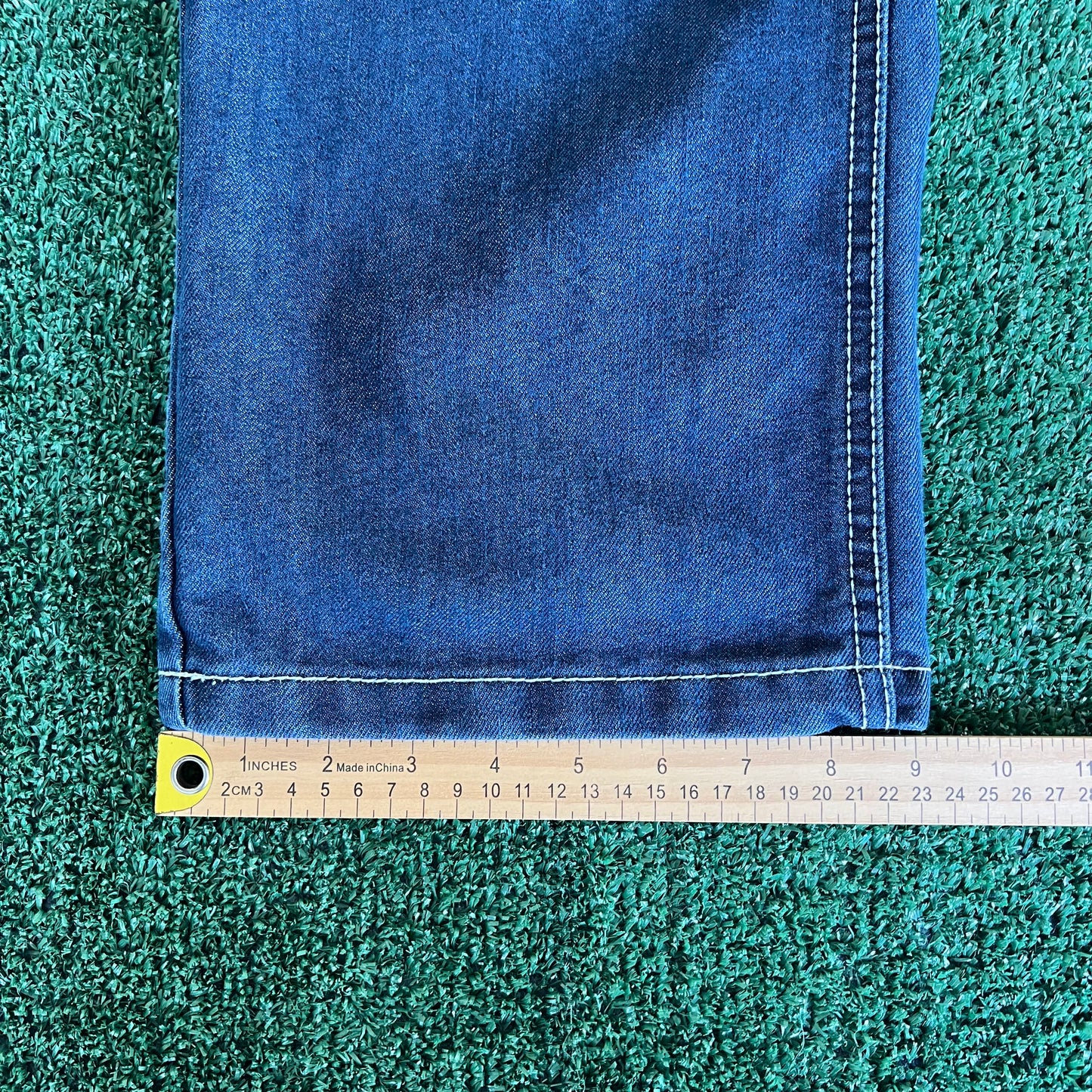 Y2K Southpole Brown Tab Indigo Blue Jeans Baggy Straight 35x30.5" 18" Opens