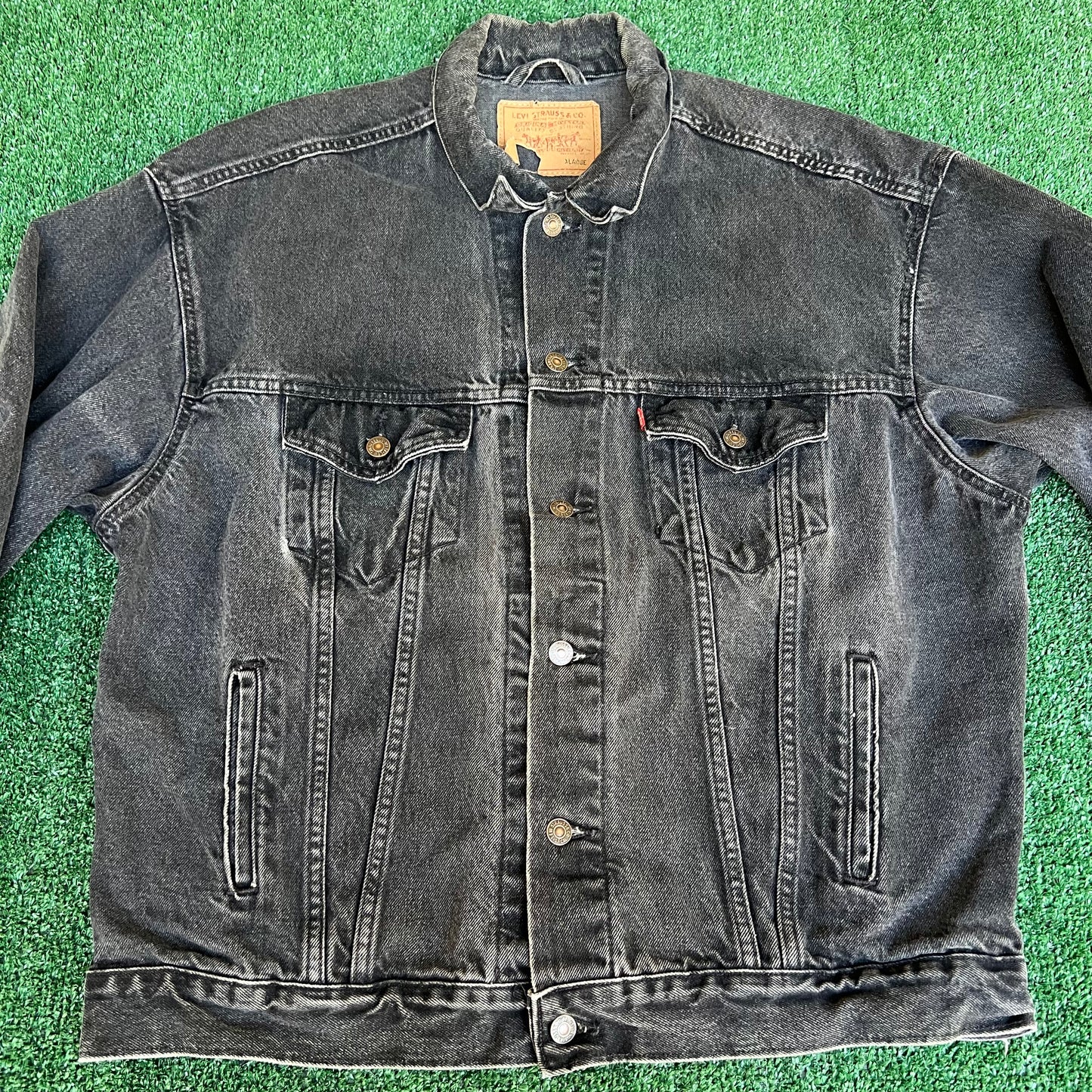VTG 80s Men's Levi's Black Red Tab 70507-4159 #287 Button USA Trucker Jacket - XL