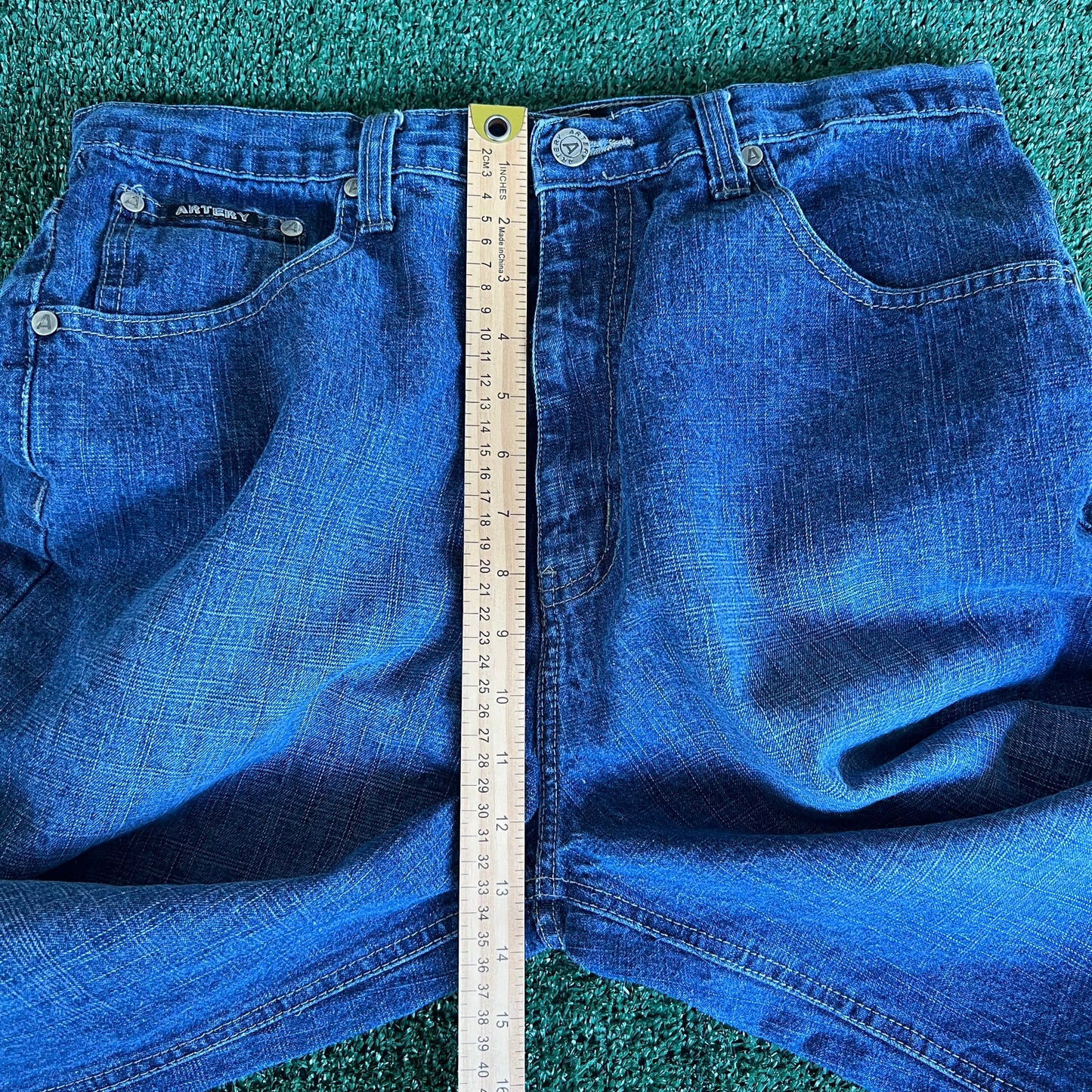 Y2K Artery Baggy Long Blue Jean Shorts - 33x20.75"