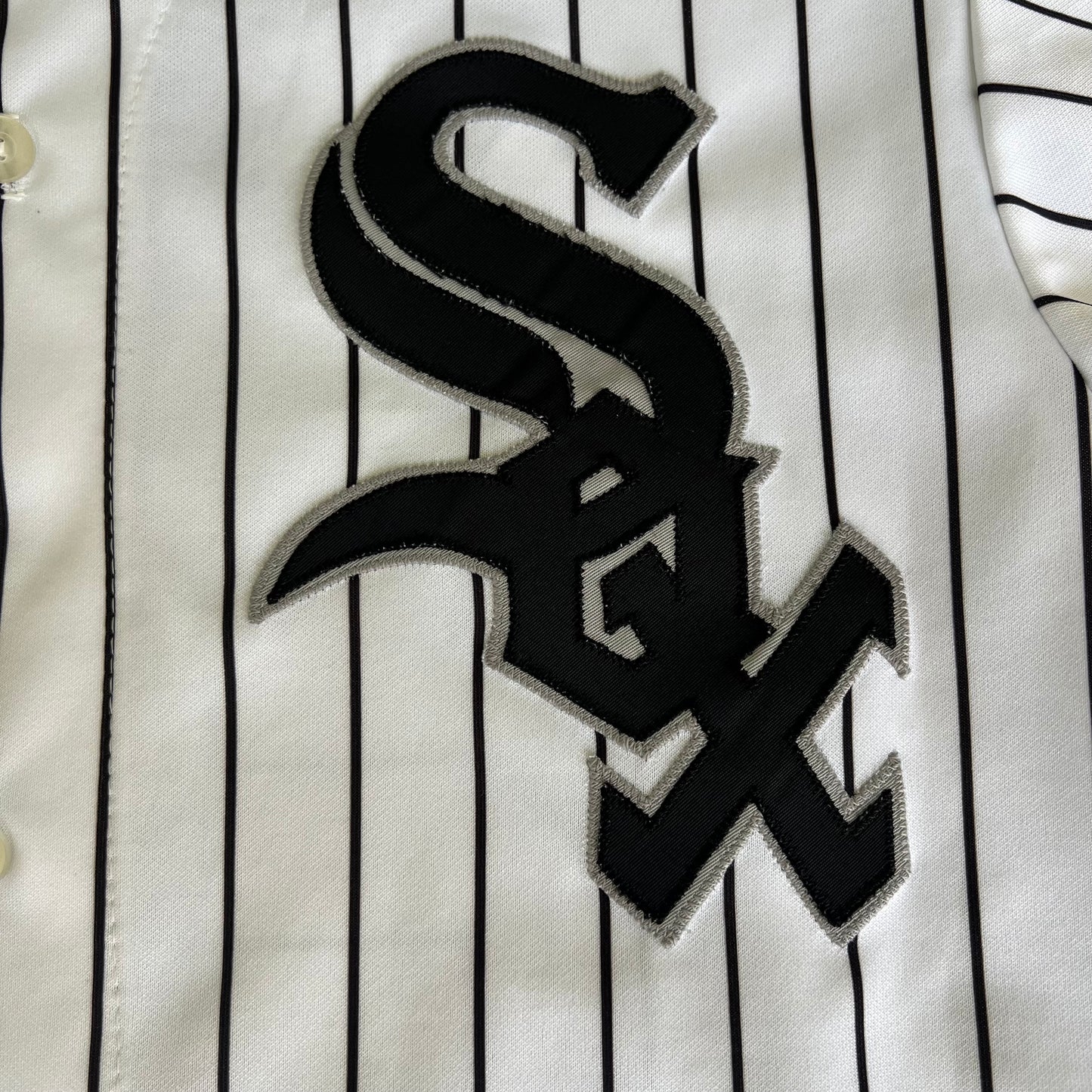 Y2K Majestic MLB Chicago White Sox Joe Crede #24 White Pinstripe Baseball Jersey - Medium
