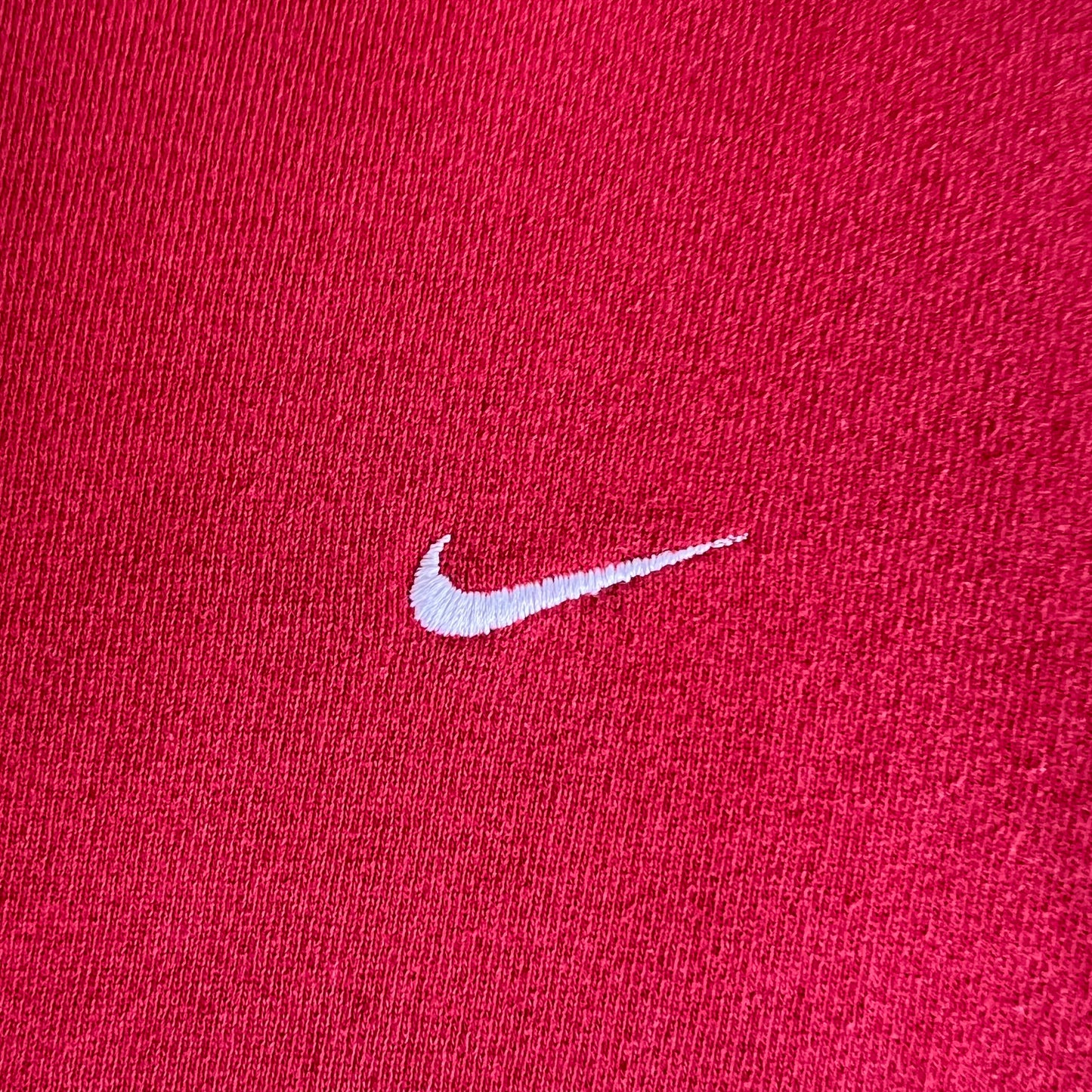 Y2K Nike Red White Essential Side Swoosh Heavyweight Crewneck Sweatshirt - XL