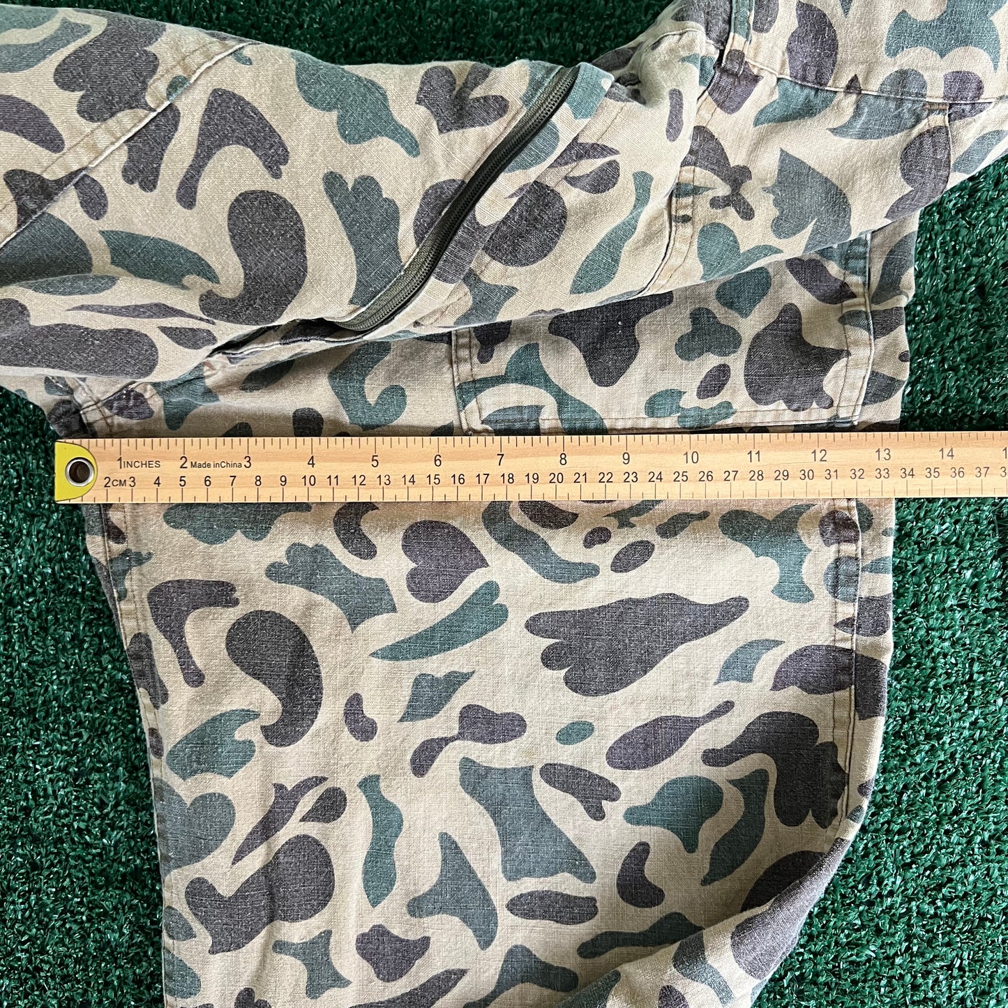 70s Hunting Duck Frogskin Camouflage Wide-Leg Baggy Pants - 34x28.5" 21" Opens