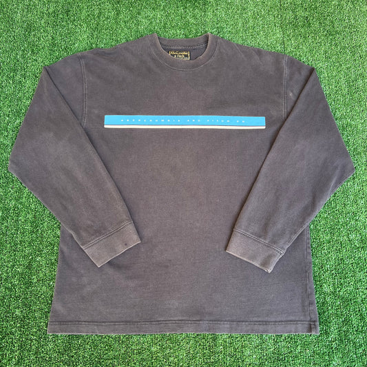 Vintage Y2K Abercrombie & Fitch AF Navy Blue Spellout Long Sleeve T-Shirt - Medium