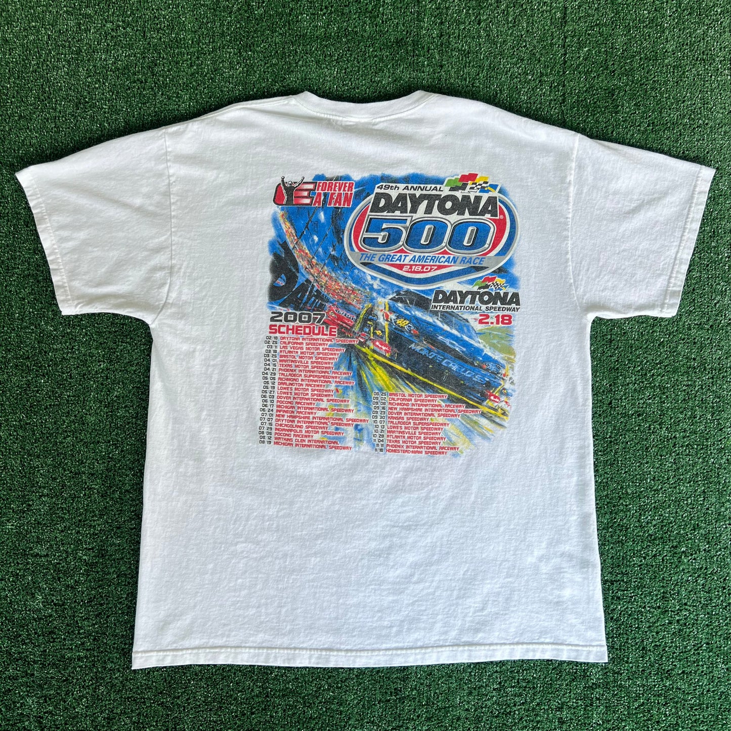 2007 Nascar Daytona 500 Dale Earnhardt White Double Sided T-Shirt - XL