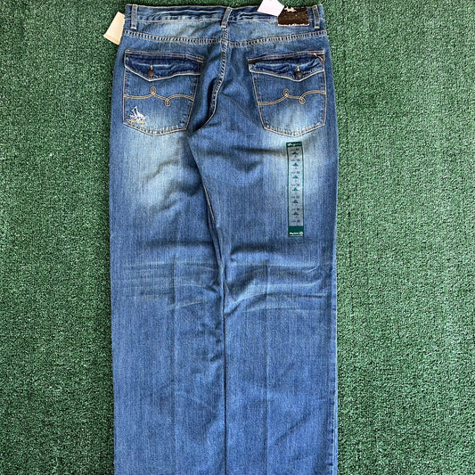 NWT Y2K LRG Baggy Flap Pocket Blue Jeans - 39x33.25" 19" Openings