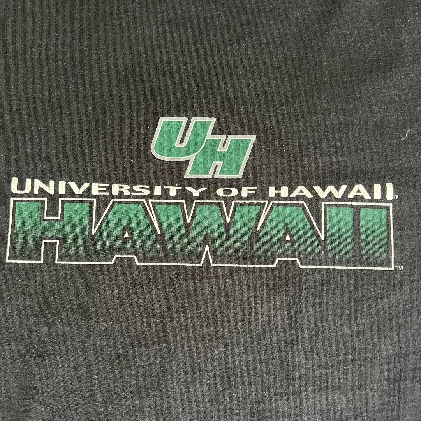 Y2K University of Hawaii UH Rainbow Warriors Black Long Sleeve Boxy Shirt - XL