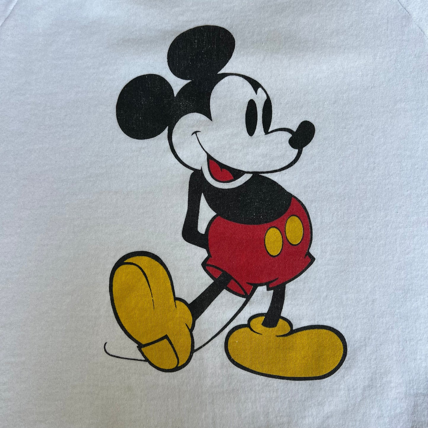 VTG 80s Men's Disney Character Fashions Mickey Mouse White Raglan Sweatshirt - XL