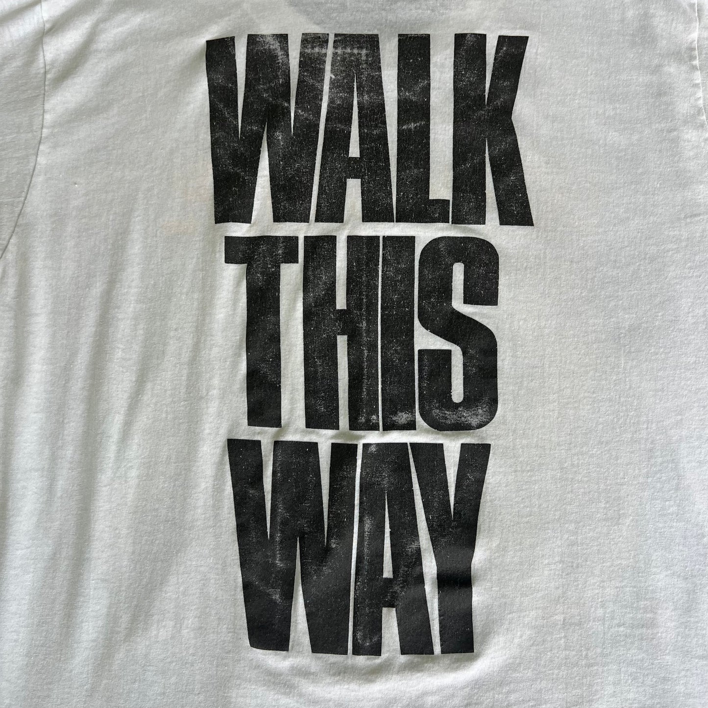 80s Aerosmith Rock Band "Walk This Way" White T-Shirt - Large