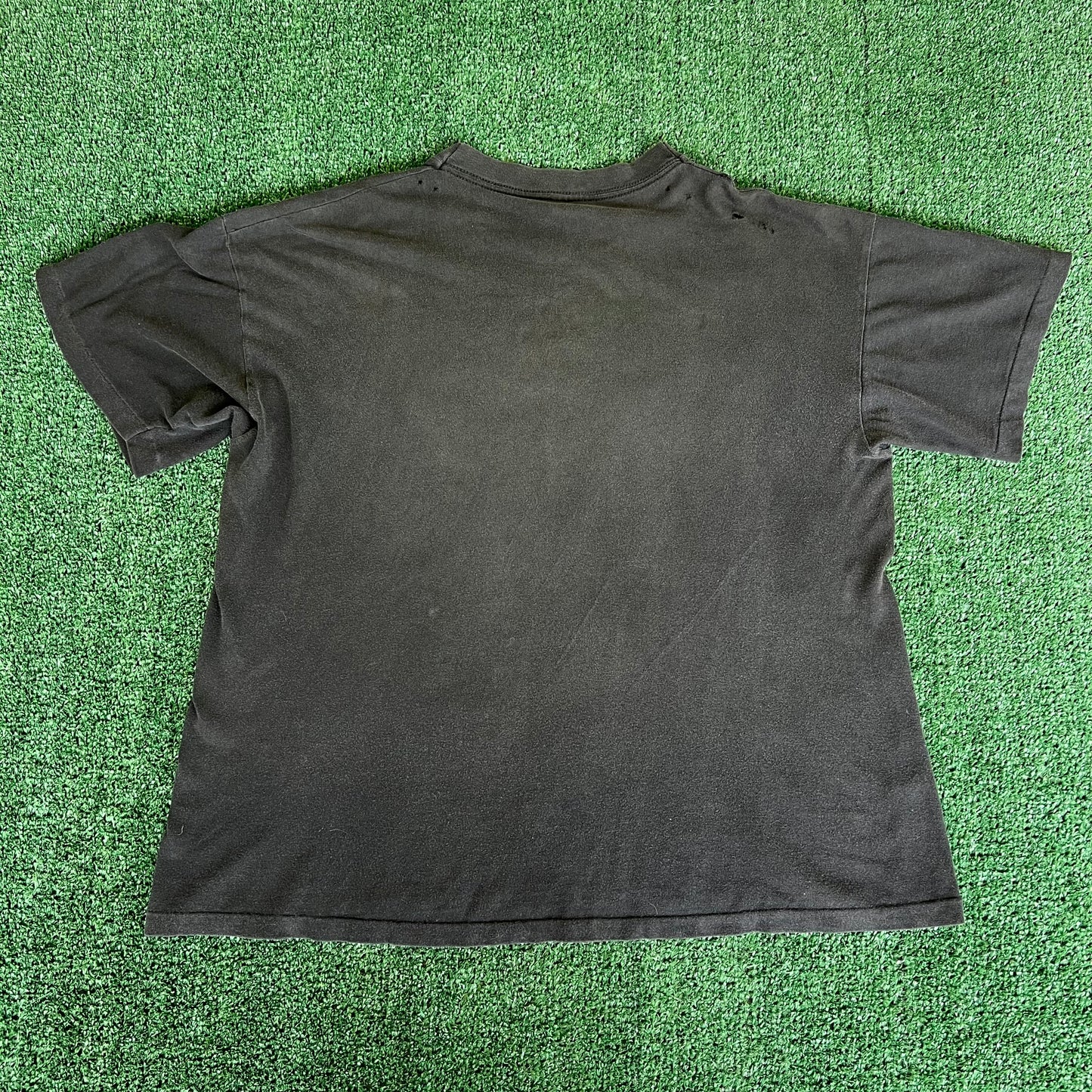 90s White Tiger Distressed Faded Black Boxy Single Stitch T-Shirt - Large