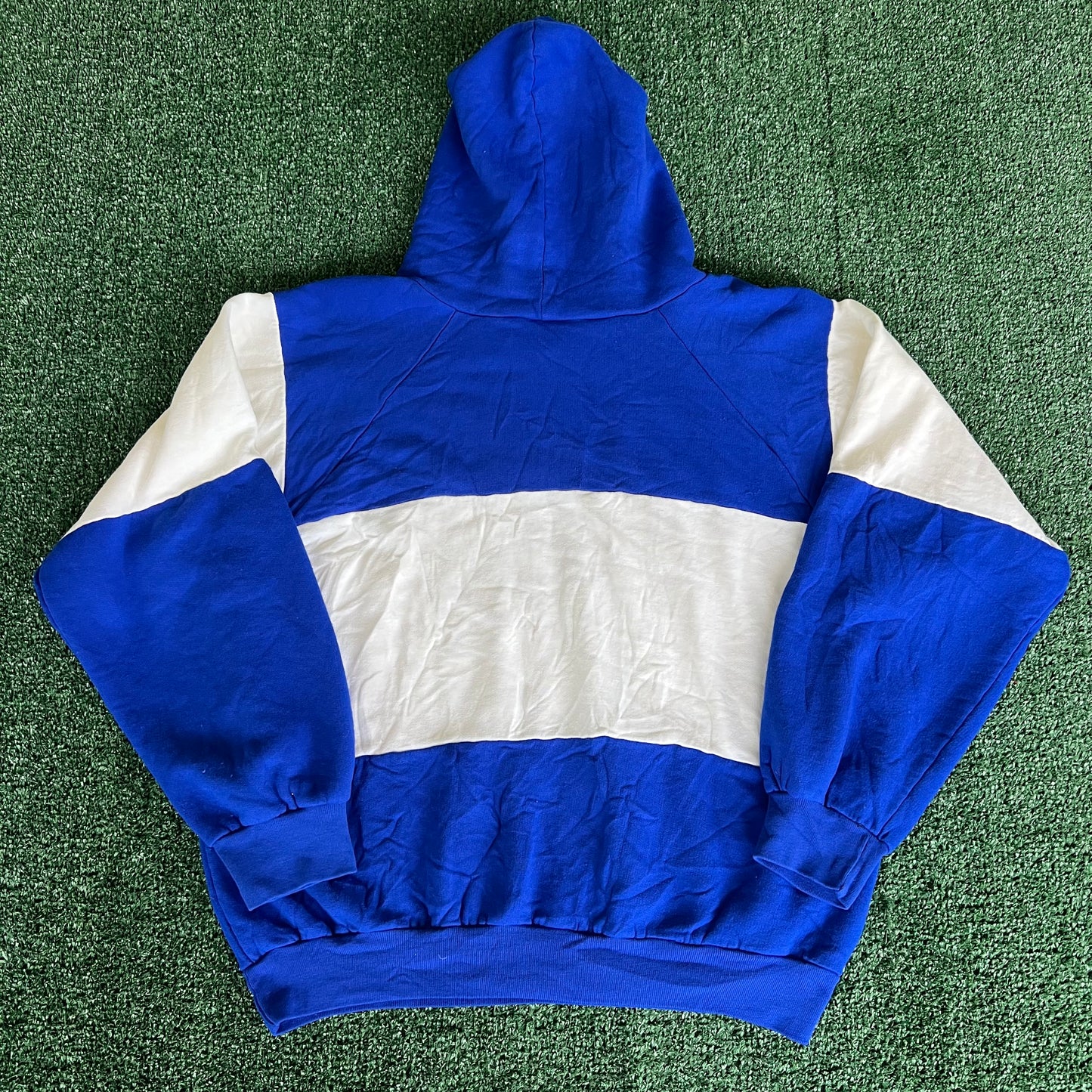 90s Kentucky Wildcats UK Blue White Old English Colorblock Boxy Hoodie 24x24" - Large