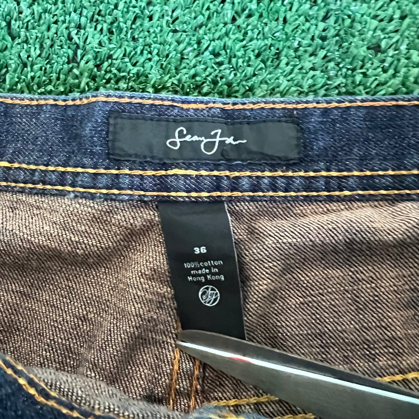 Y2K Men's Sean John Baggy Wide-Leg Indigo Jeans 37x32" 20" Opens JNCO Style