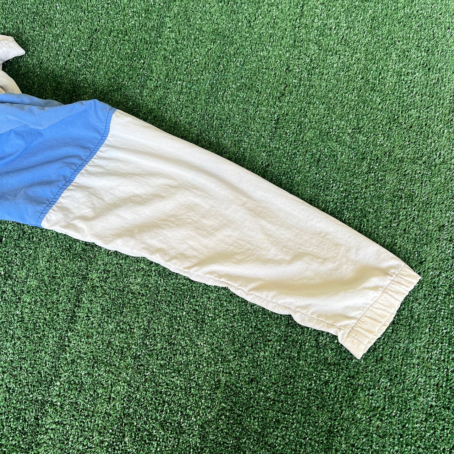 80s Nike Gray Blue Boxy Hooded Windbreaker Jacket - Large