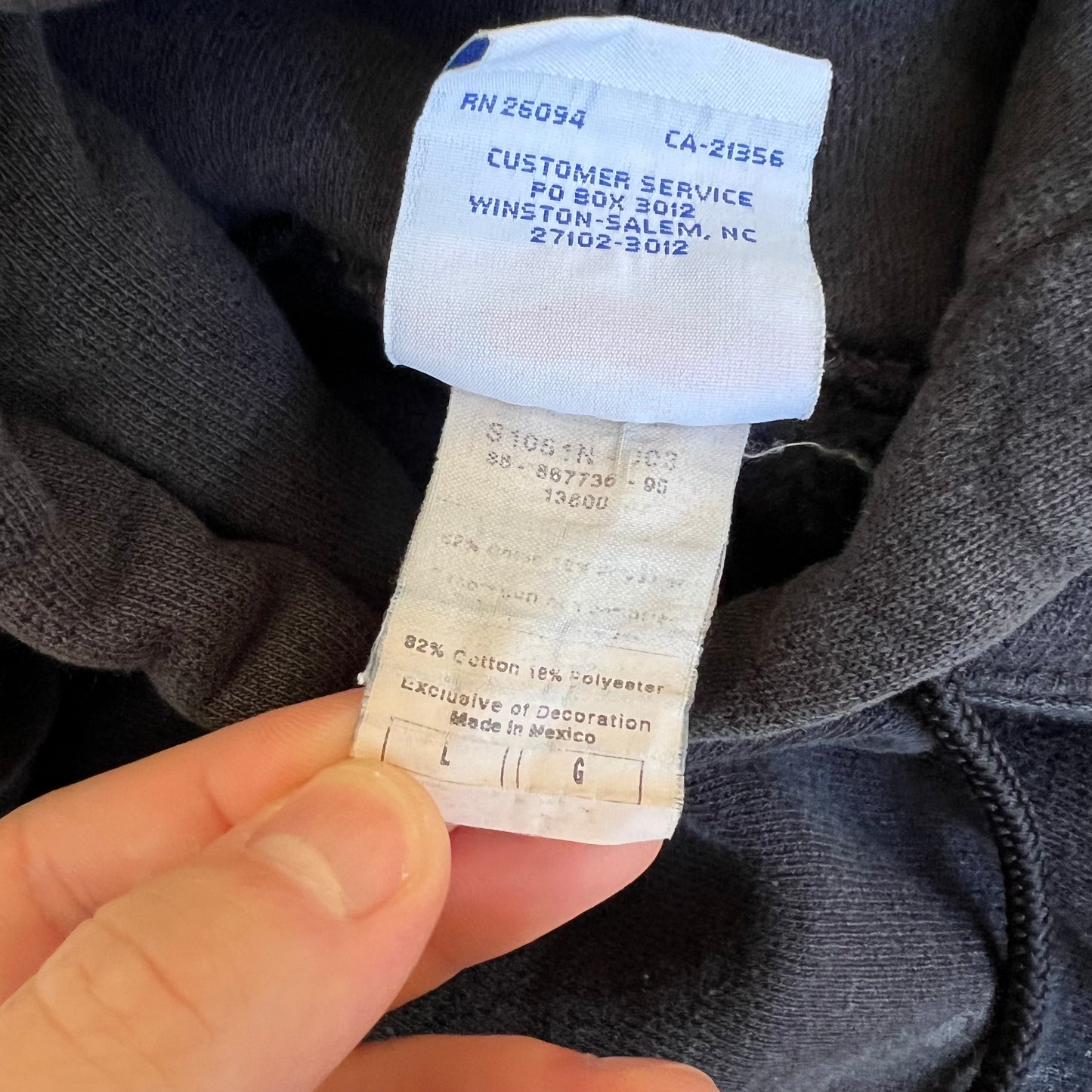Vintage Y2K 2000 Champion Reverse Weave Faded Black Hollow Man Movie Promo Hoodie - Large
