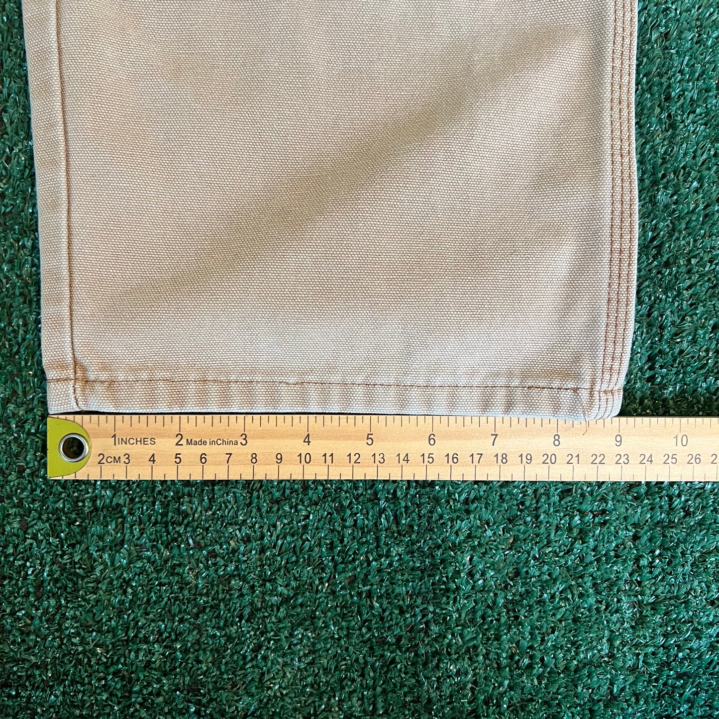 Y2K Dickies Baggy Straight Sun Faded Beige Canvas Carpenter Pants - 38x28" 18" Openings