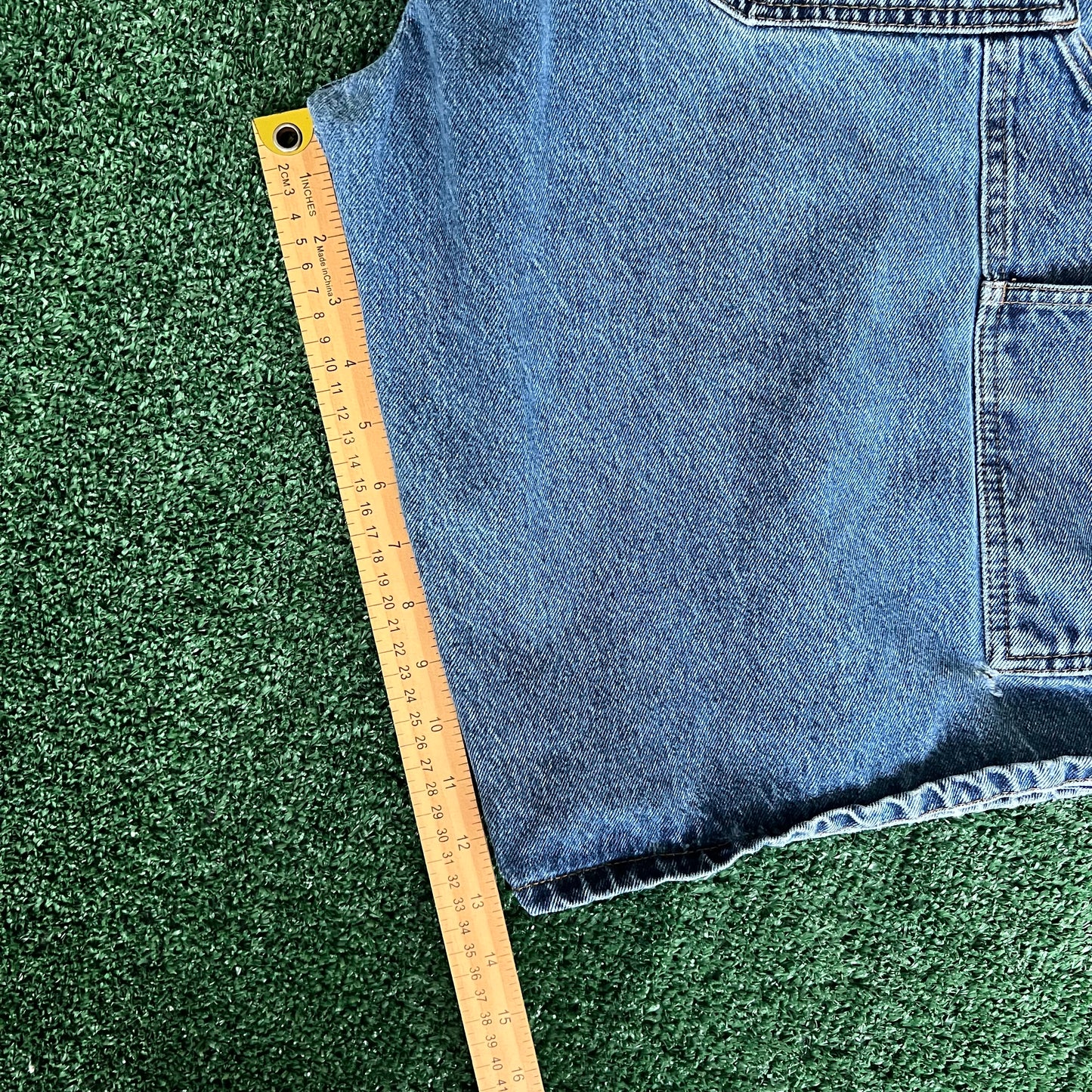 Y2K Men's US Polo Assn Baggy Carpenter Skate Blue Denim Shorts Jorts - 39x13"