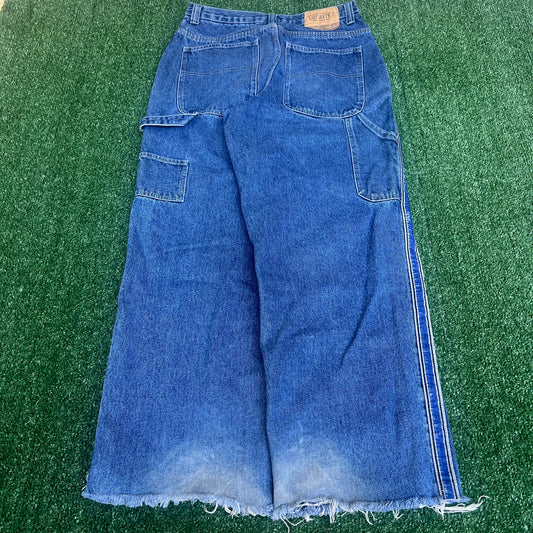 Vintage Y2K Men Utility Carpenter Wide-Leg Blue Jeans 31x29 20" Opens JNCO Style
