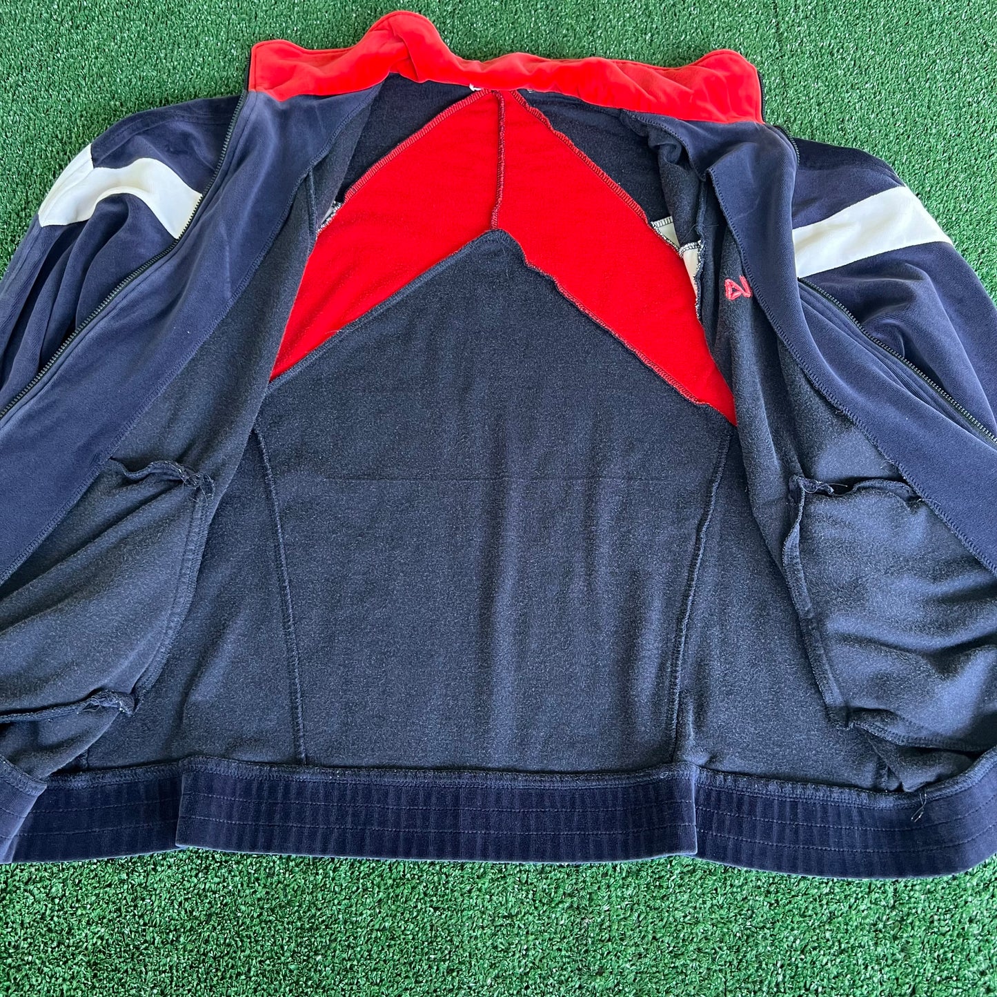90s Fila Velour Track Suit Jacket & Pants Red Navy Blue XL - 36x25.5" USA
