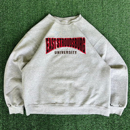 90s East Stroundsburg University Pennsylvania Gray Boxy Sweatshirt - Large
