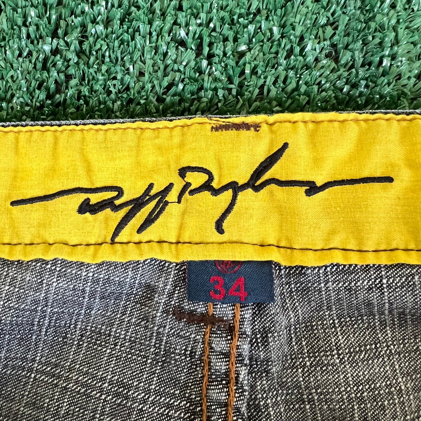 Y2K Ruff Ryders Denim Baggy Spellout Faded Black Jean Shorts - 33x14.25"