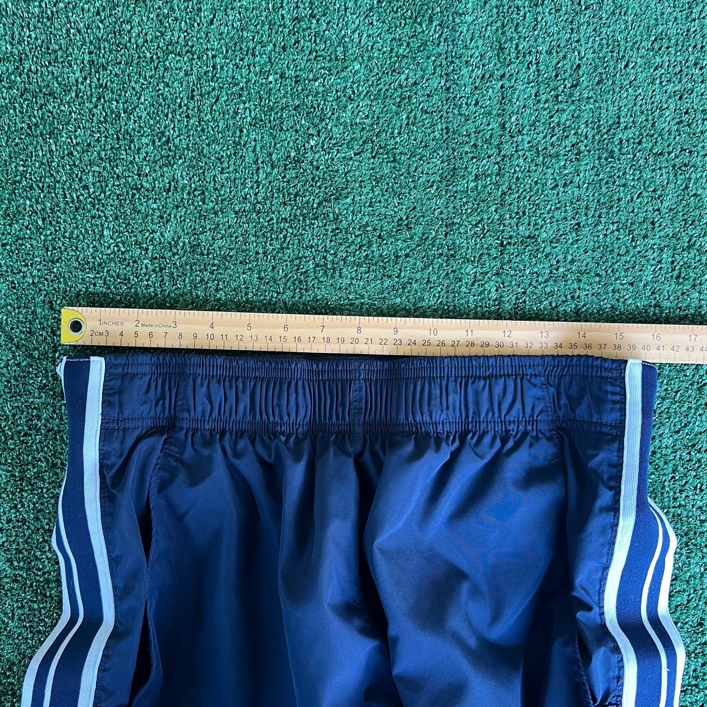 Y2K Nike Baggy Tear Away Basketball WarmUp Navy Blue Side Stripe Pants - Large